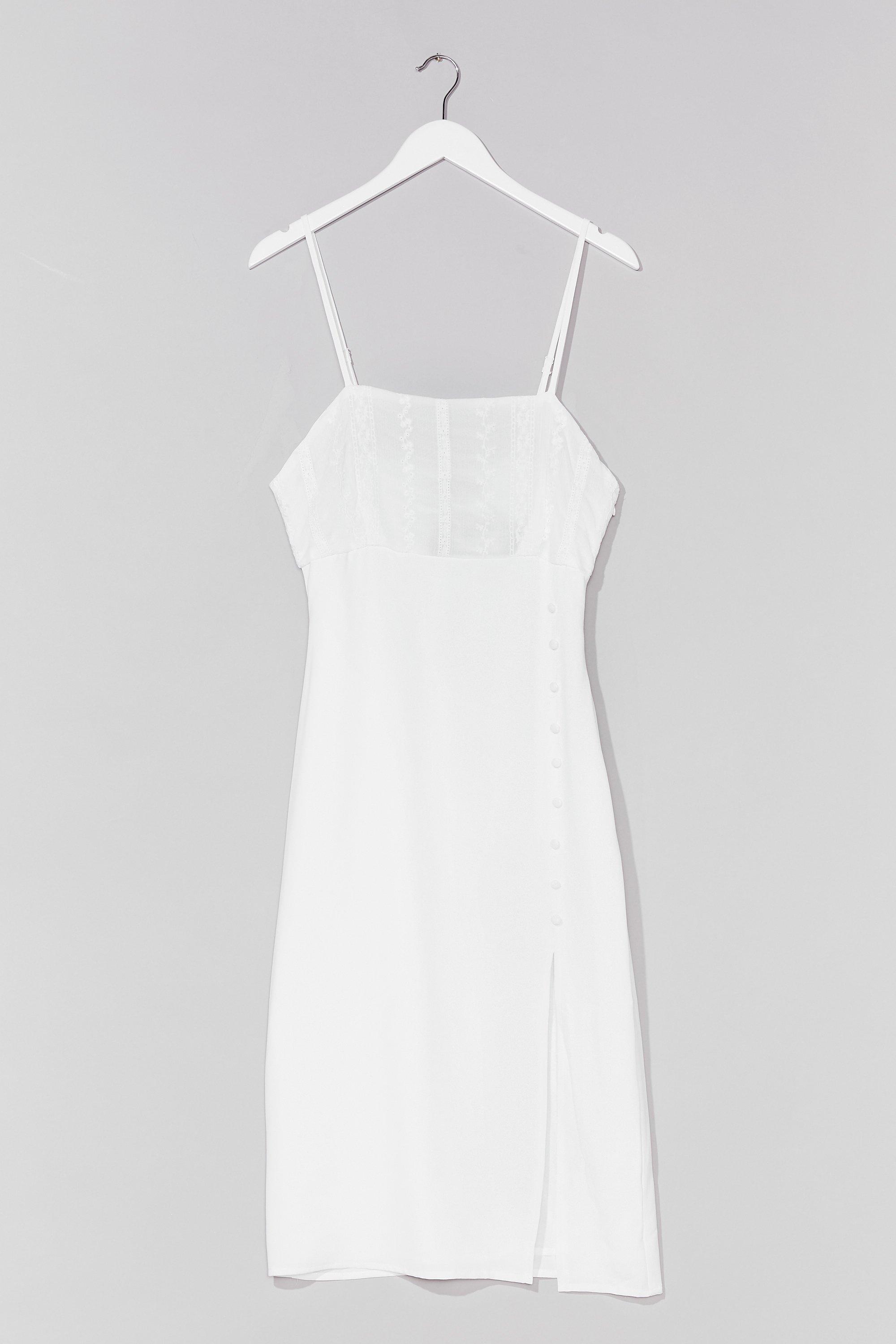 white midi broderie dress