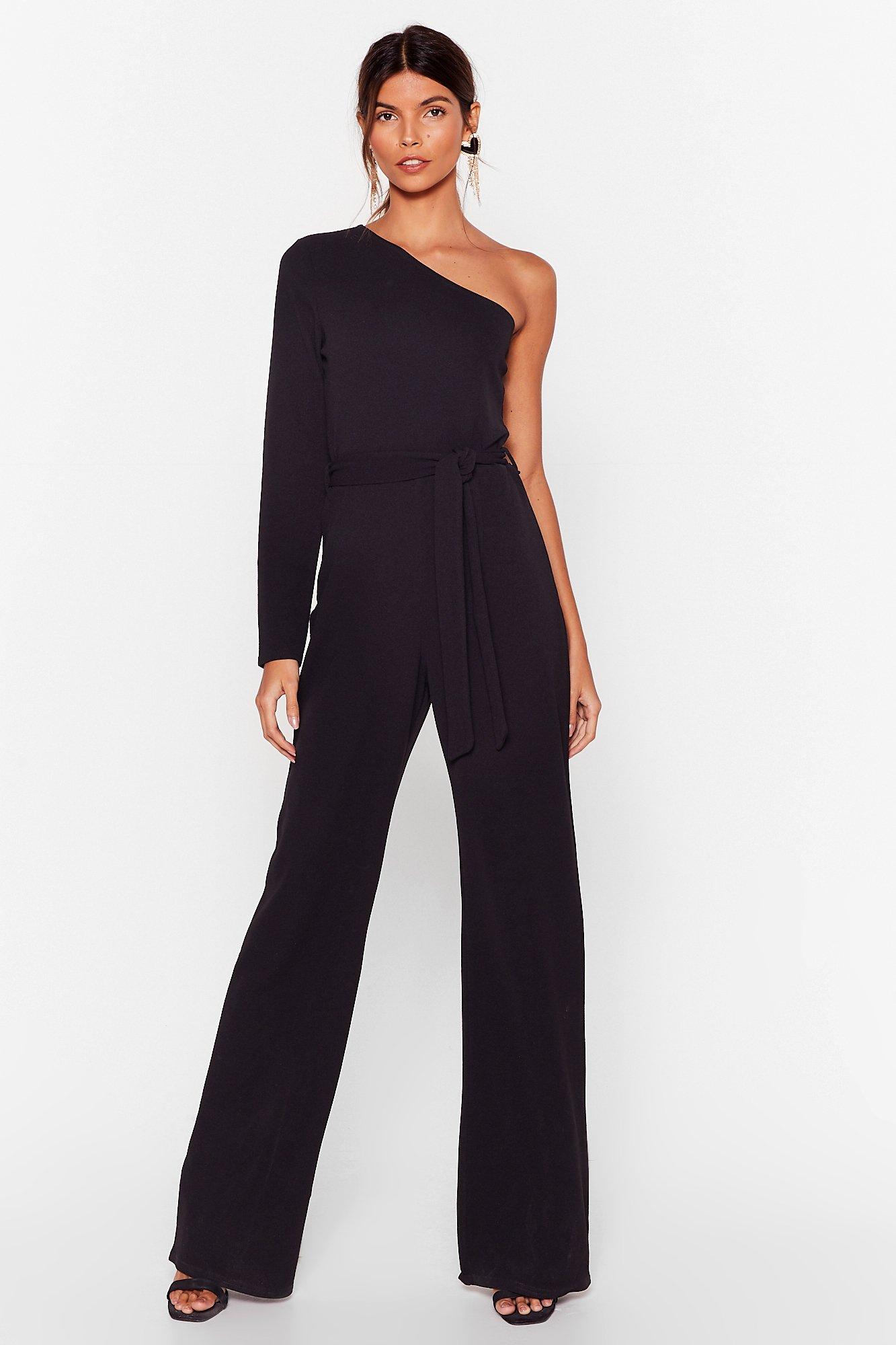 black one sleeve jumpsuit