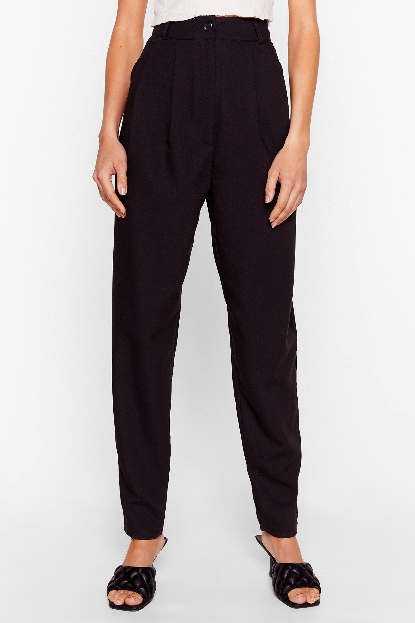 black high waisted tapered trousers