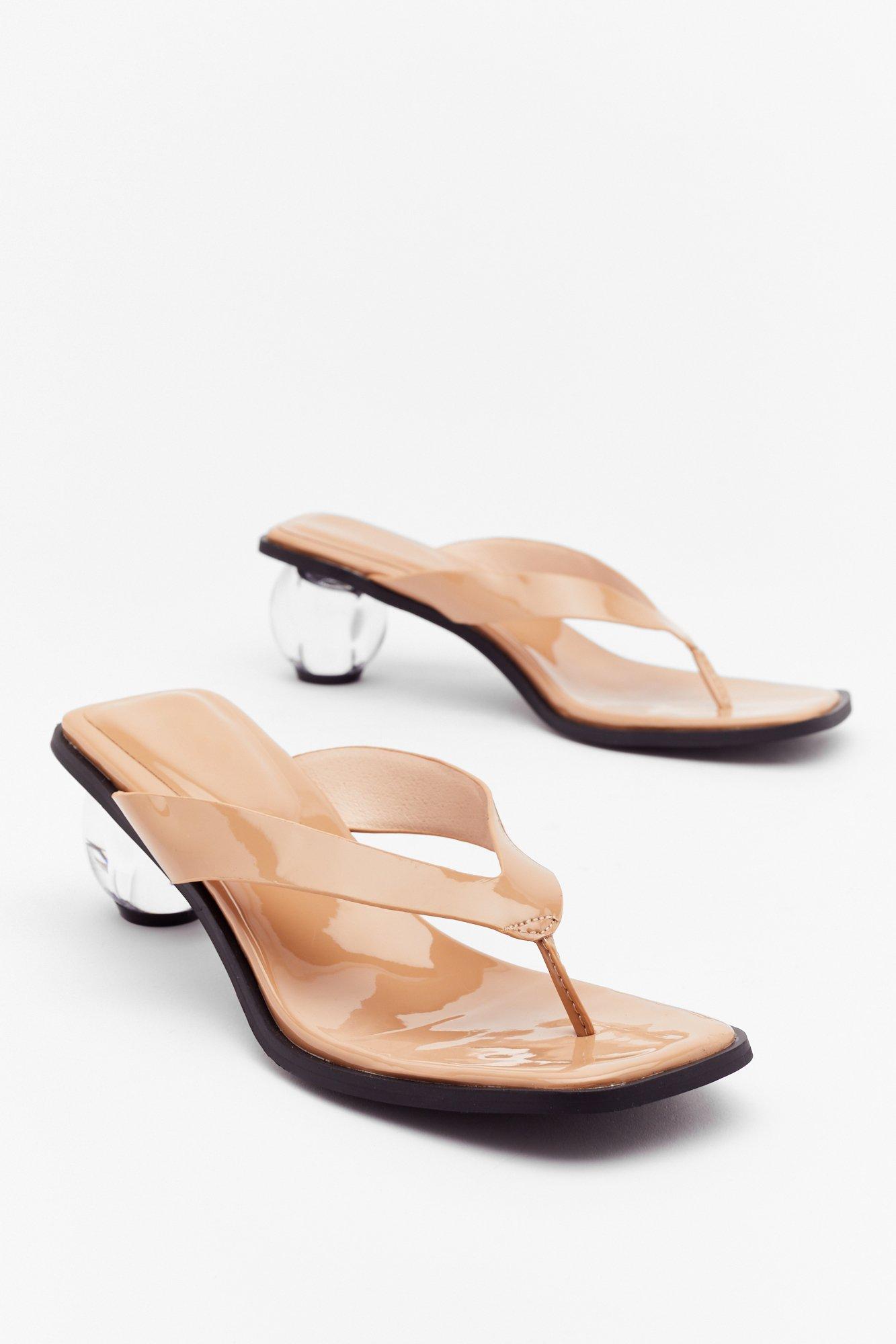 clear thong heels