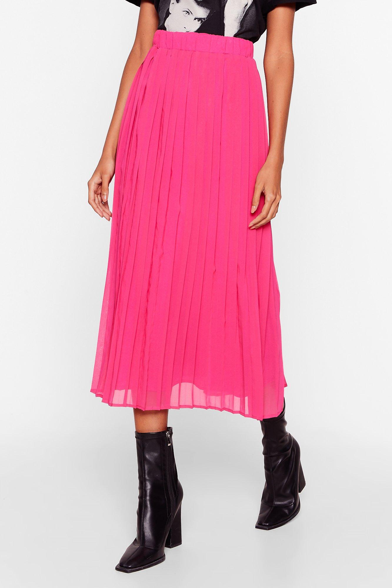 pink chiffon midi skirt