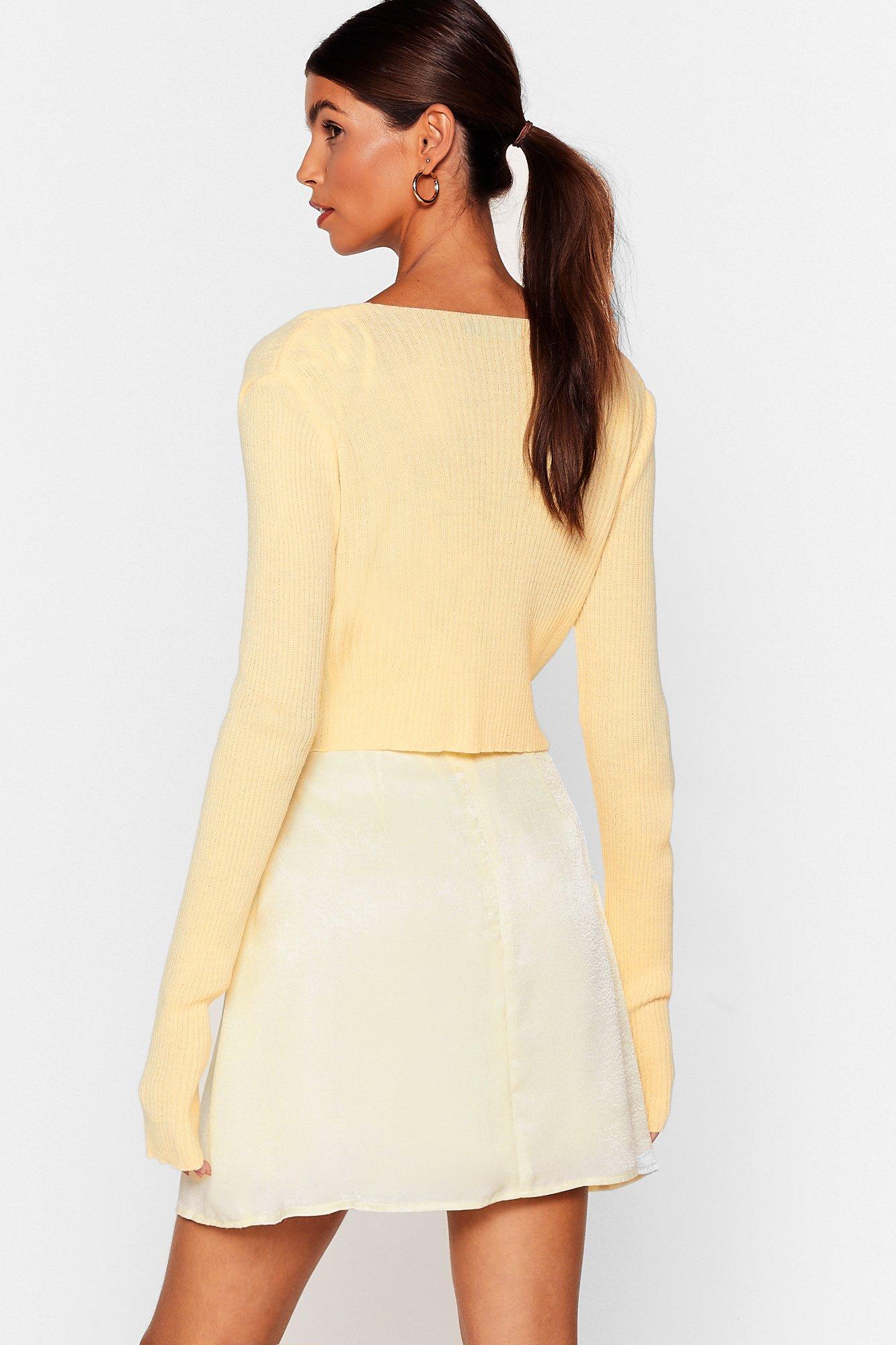 yellow tie front cardigan