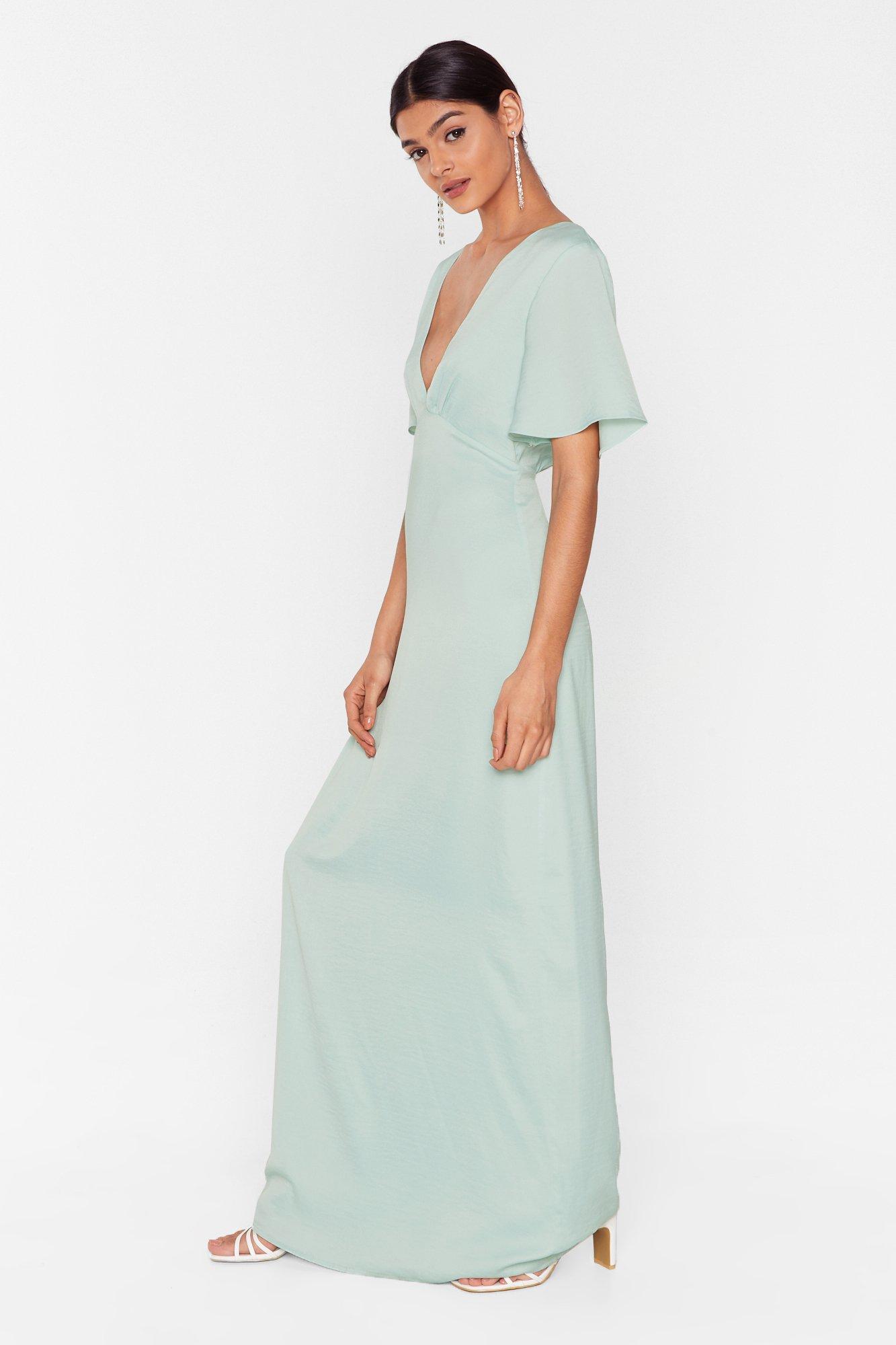 mint maxi dress with sleeves