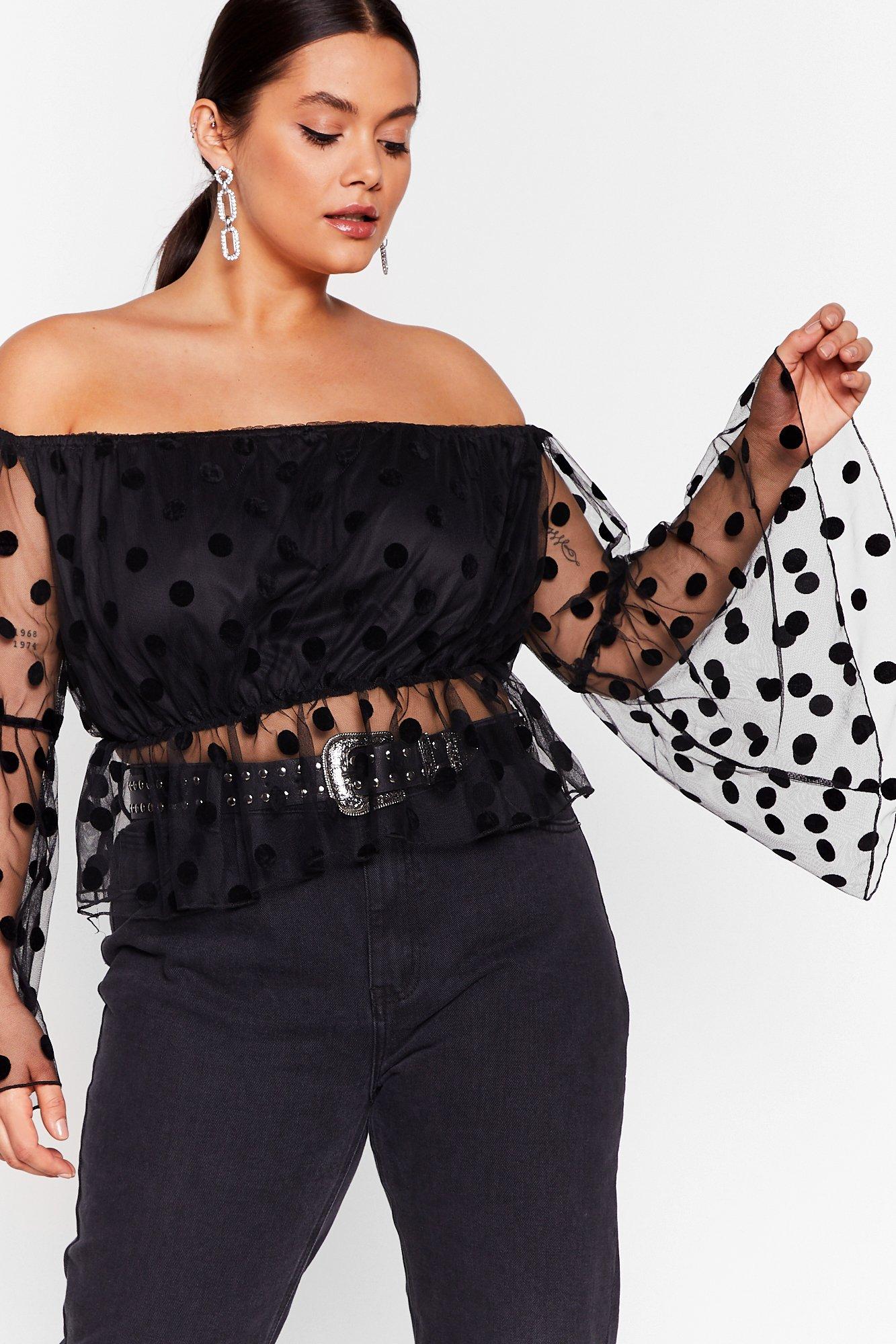 plus size black bardot top