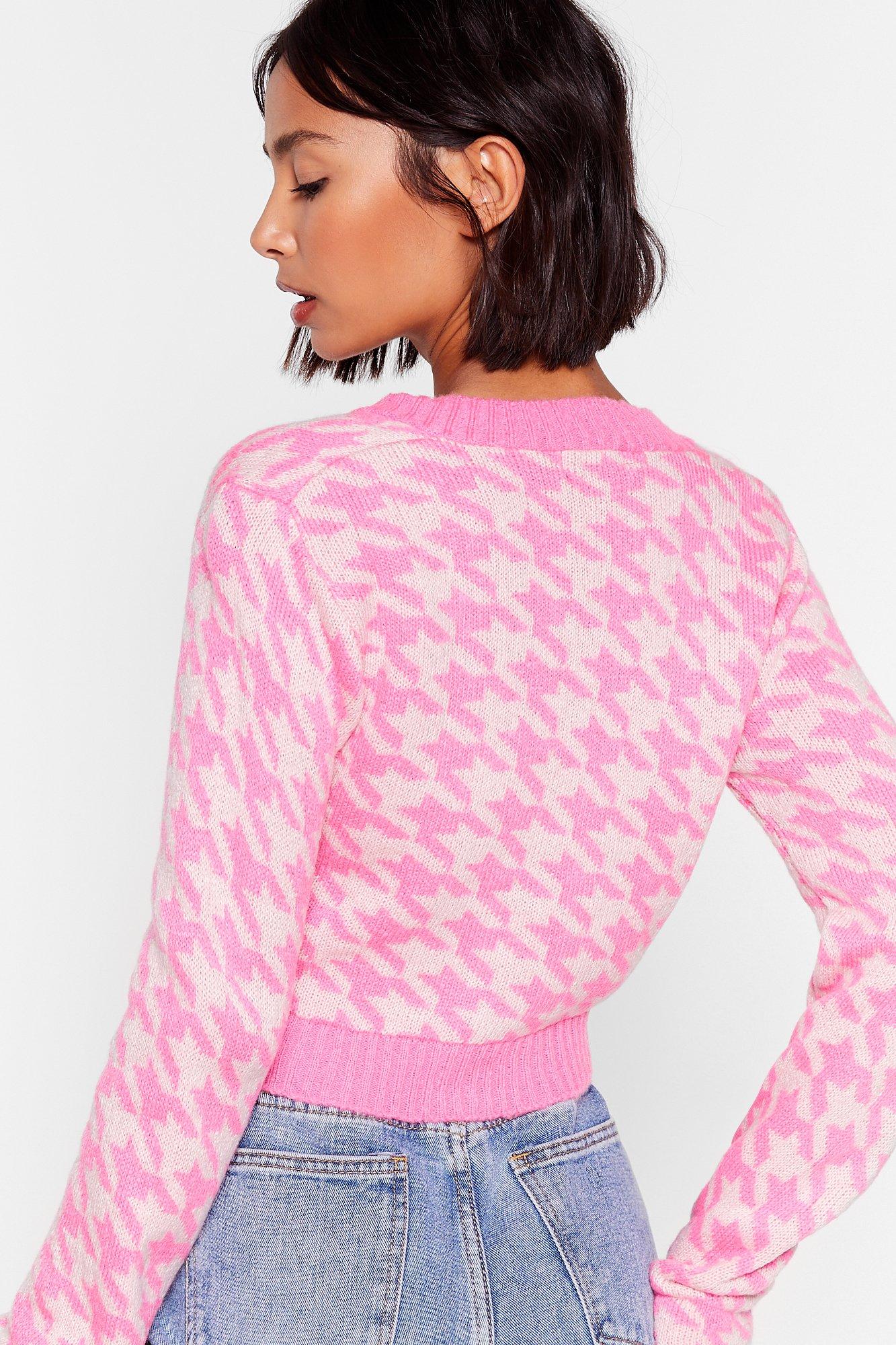 houndstooth cardigan sweater