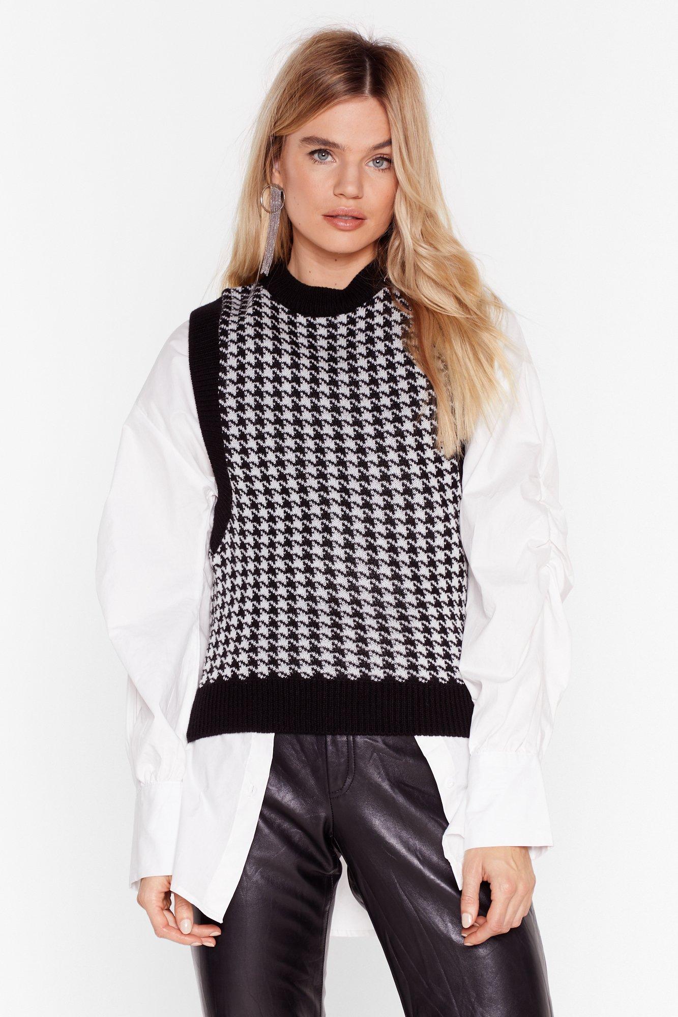 dogtooth knitted vest