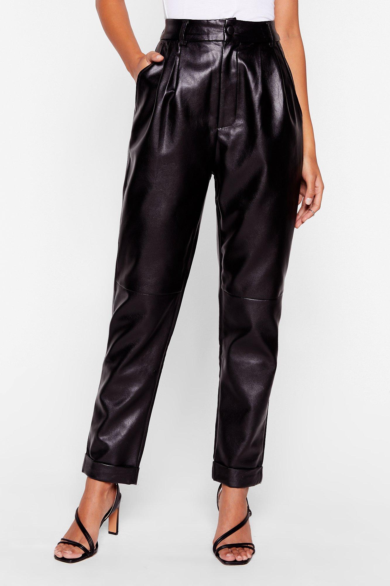 leather tapered pants