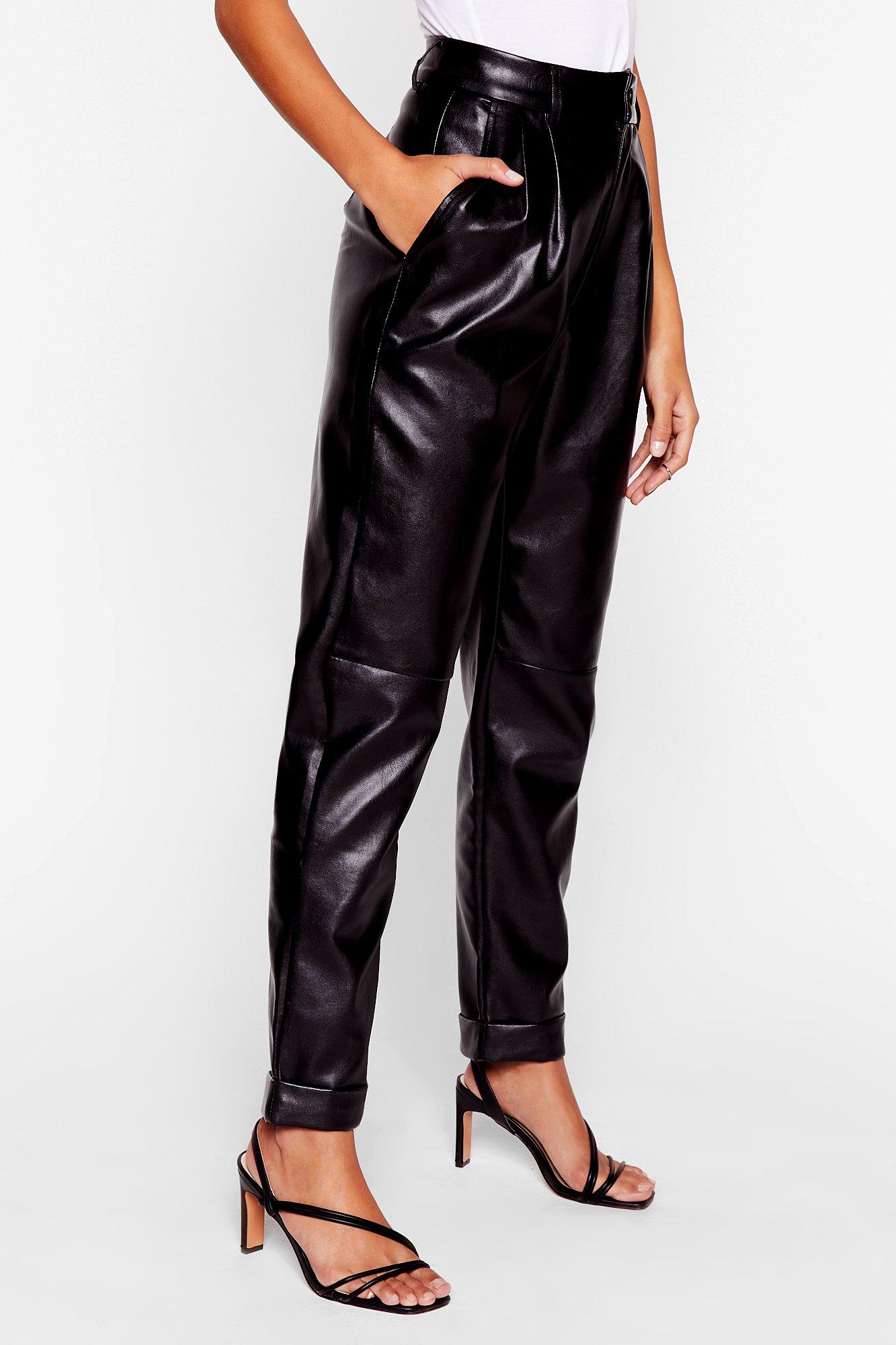 leather tapered pants