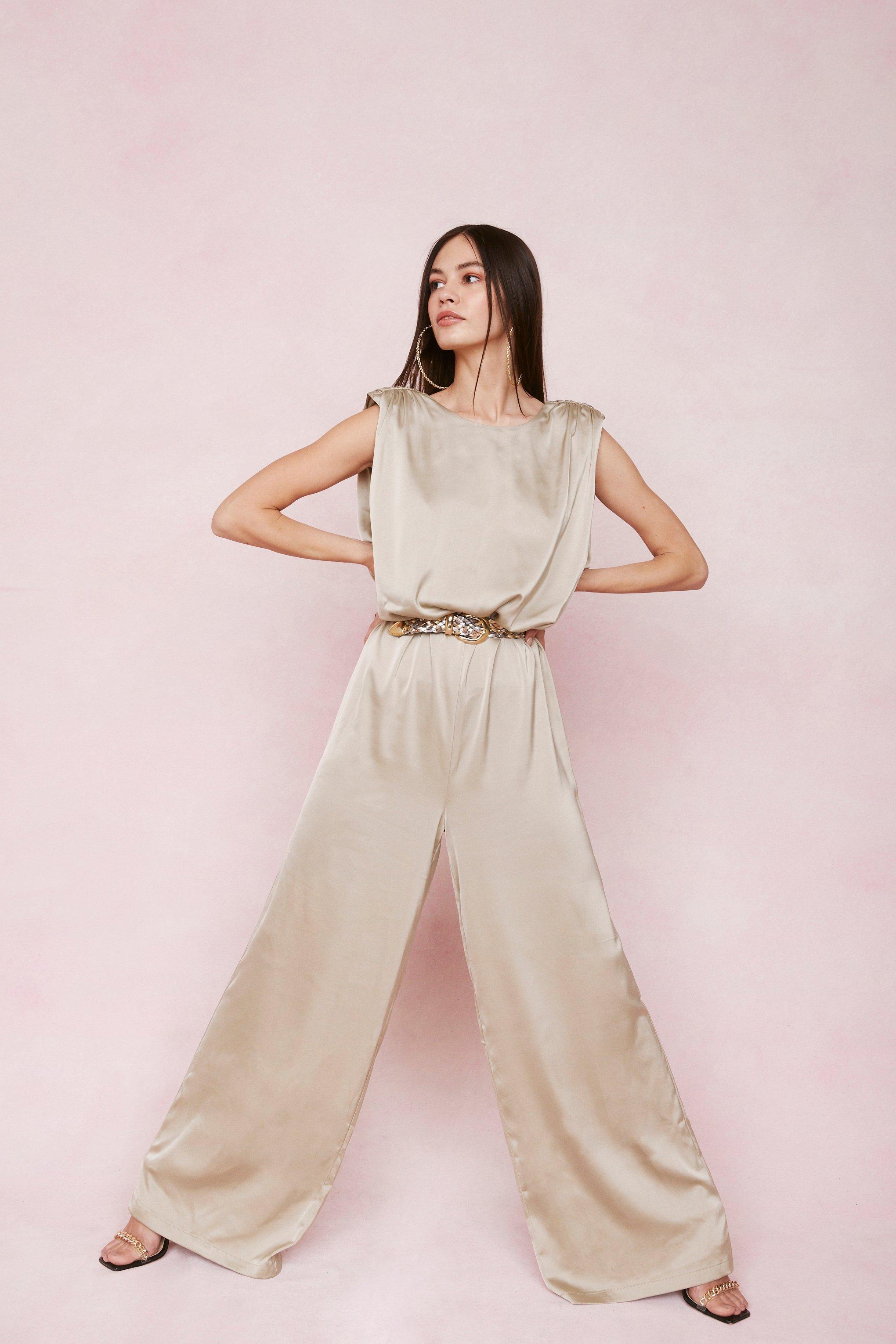 champagne satin jumpsuit