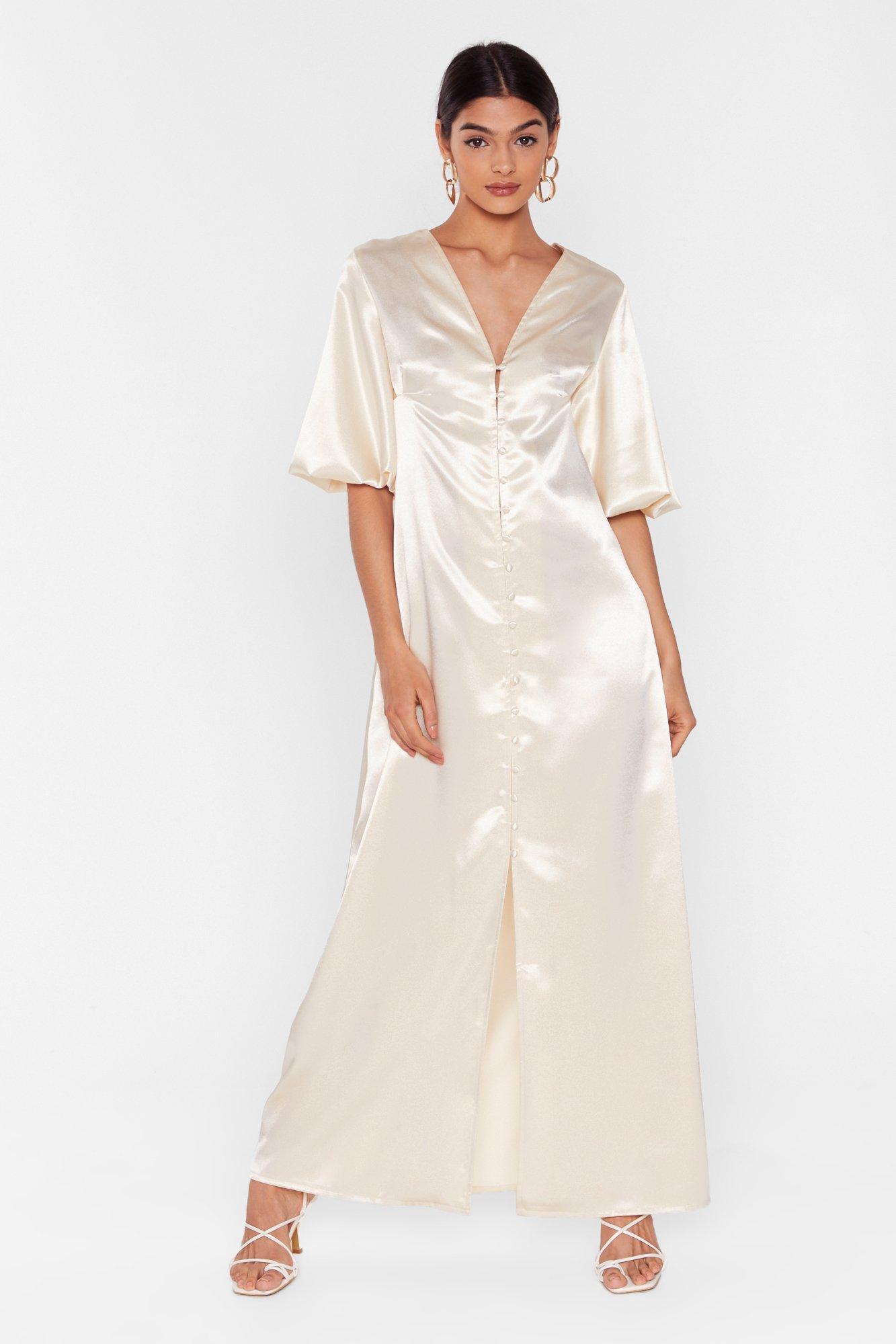 ivory satin gown