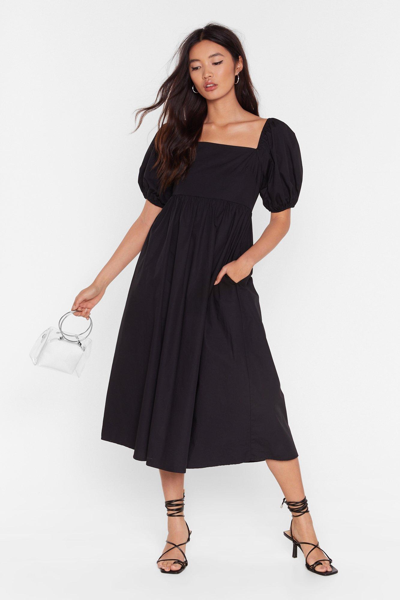 puff sleeve midi dress