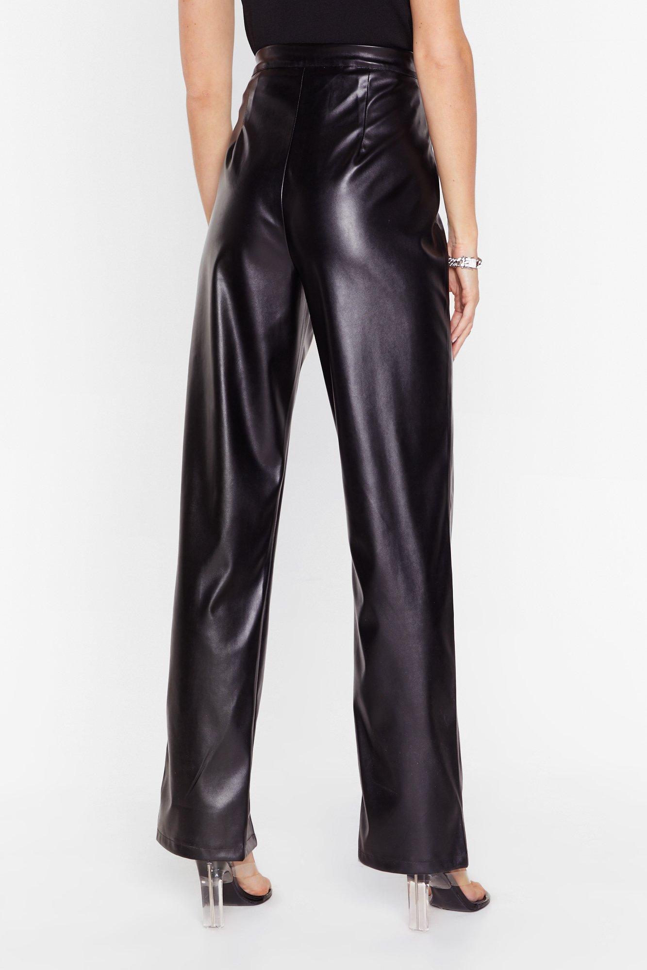 leather high rise pants