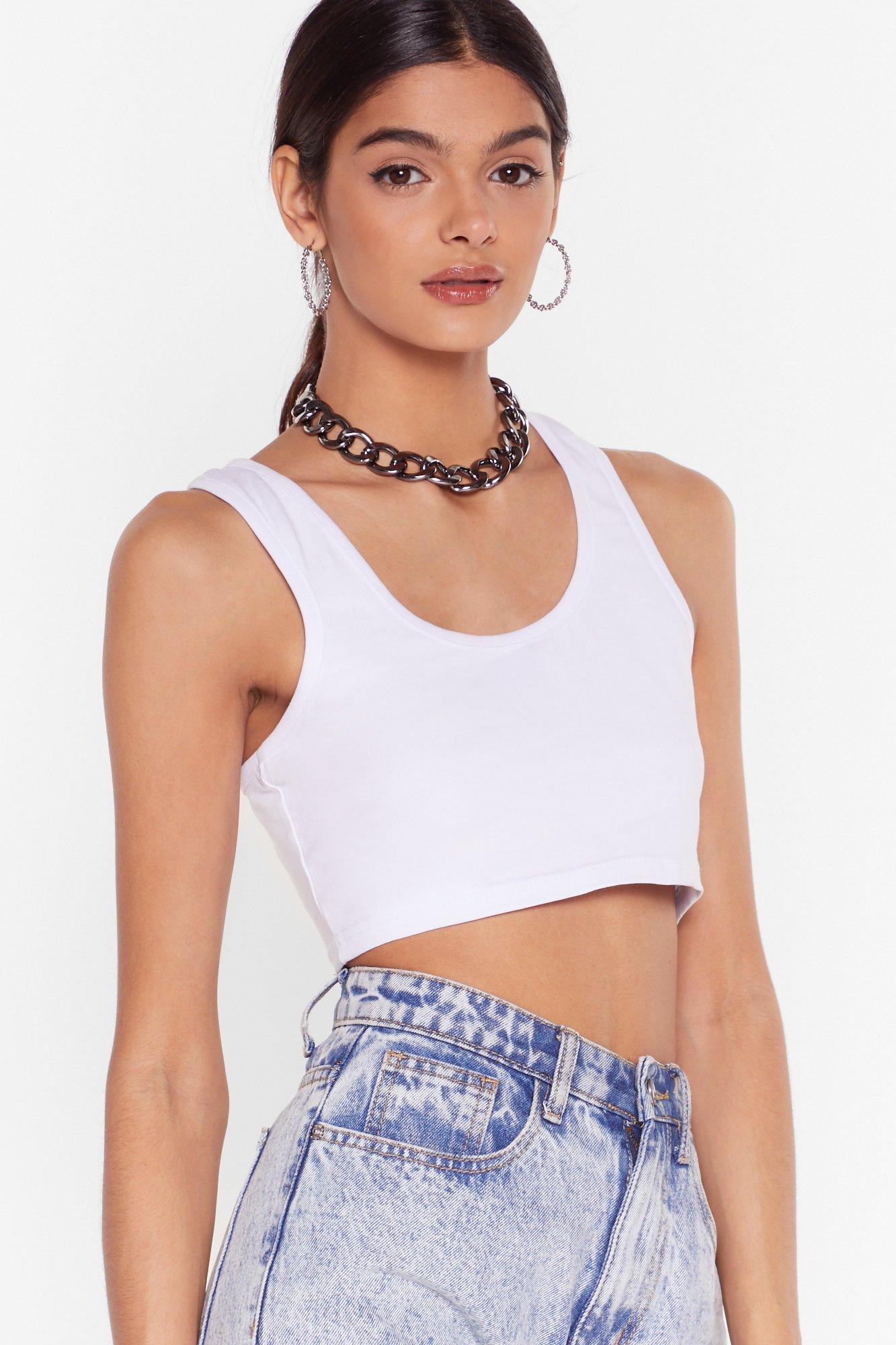 white fitted halter top