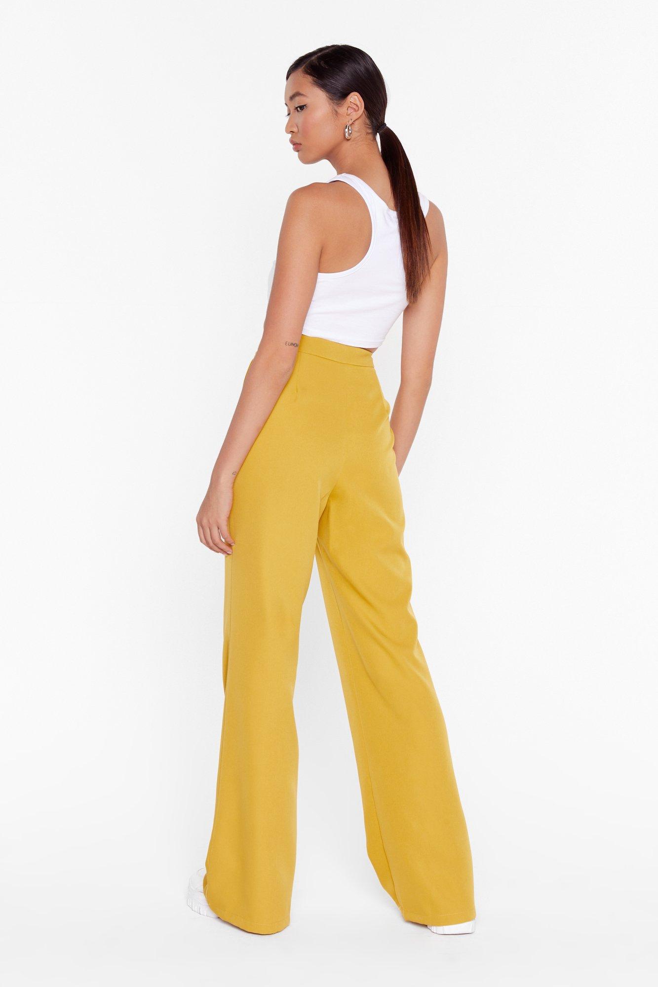 yellow high waisted pants