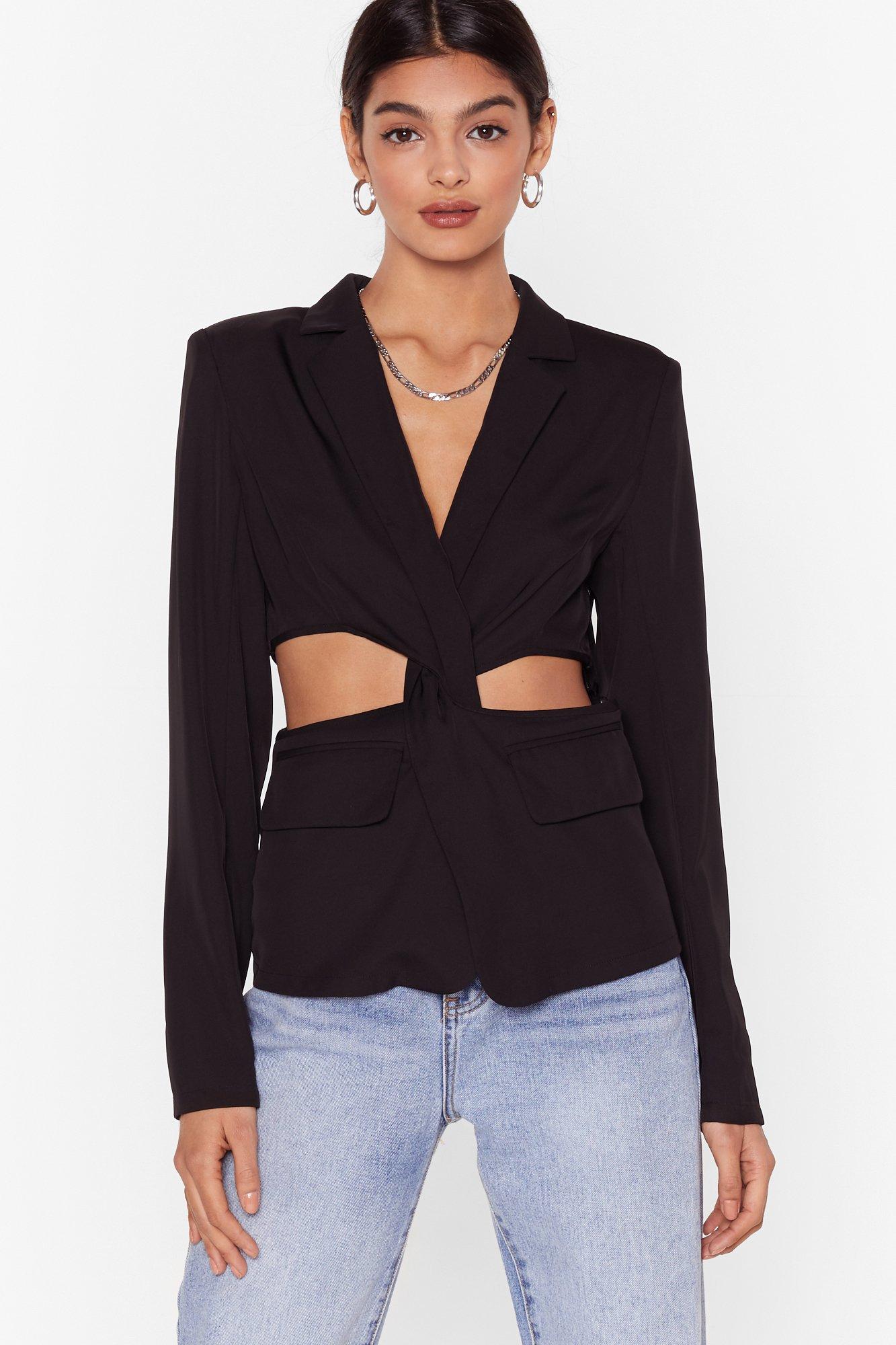 blazer with sleeves cut out