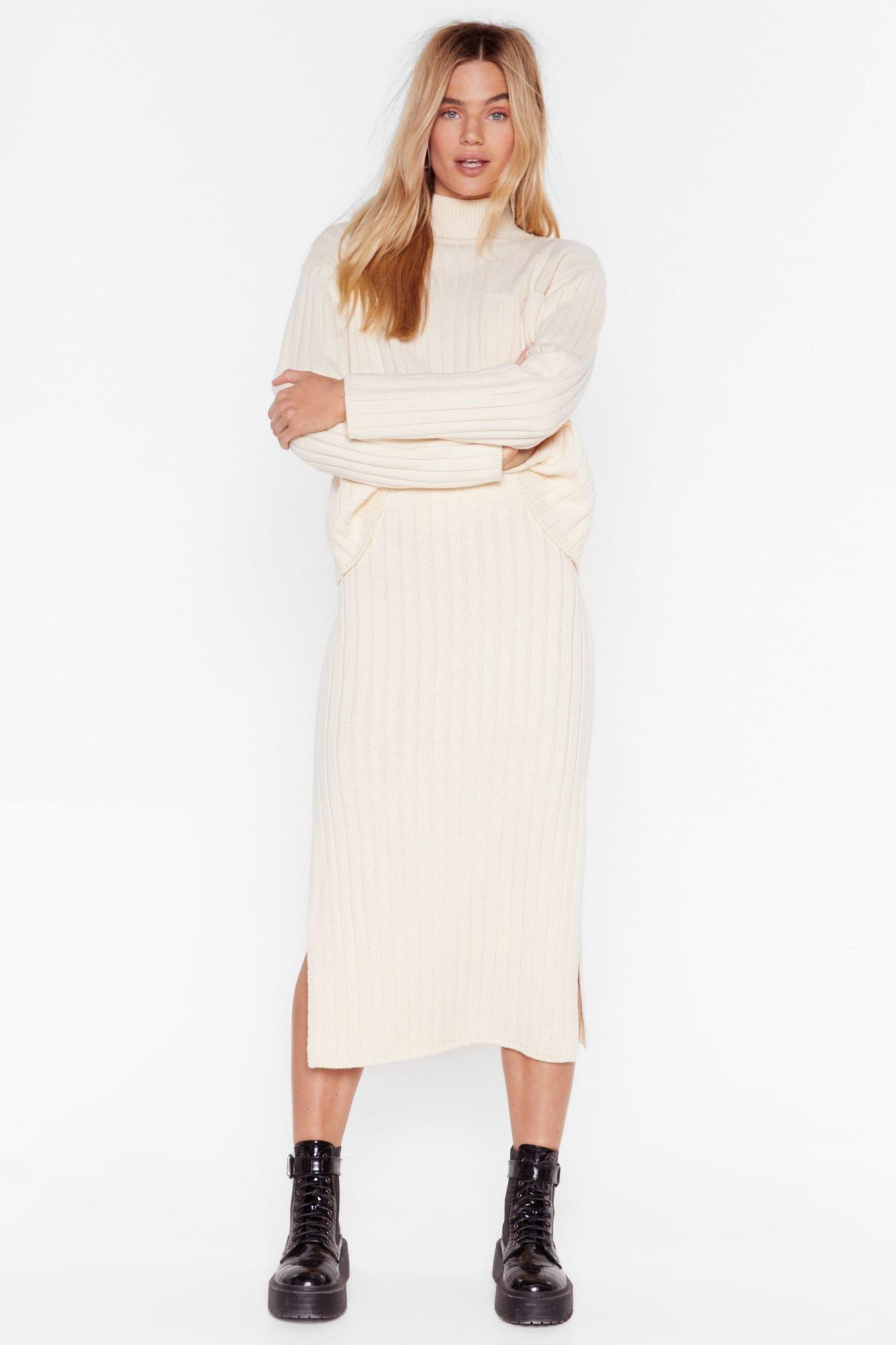 cream ribbed midi skirt