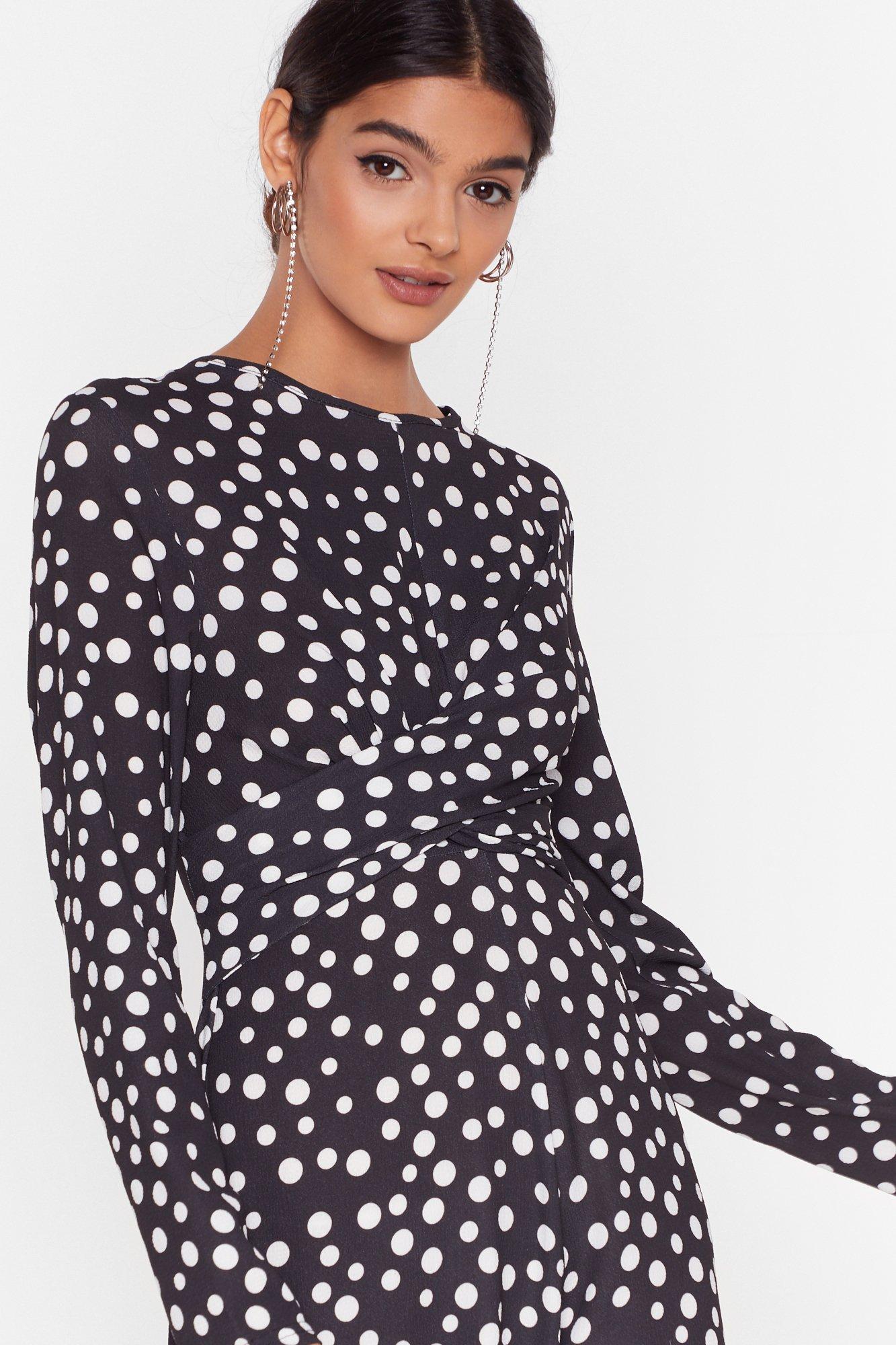 twist front polka dot jumpsuit