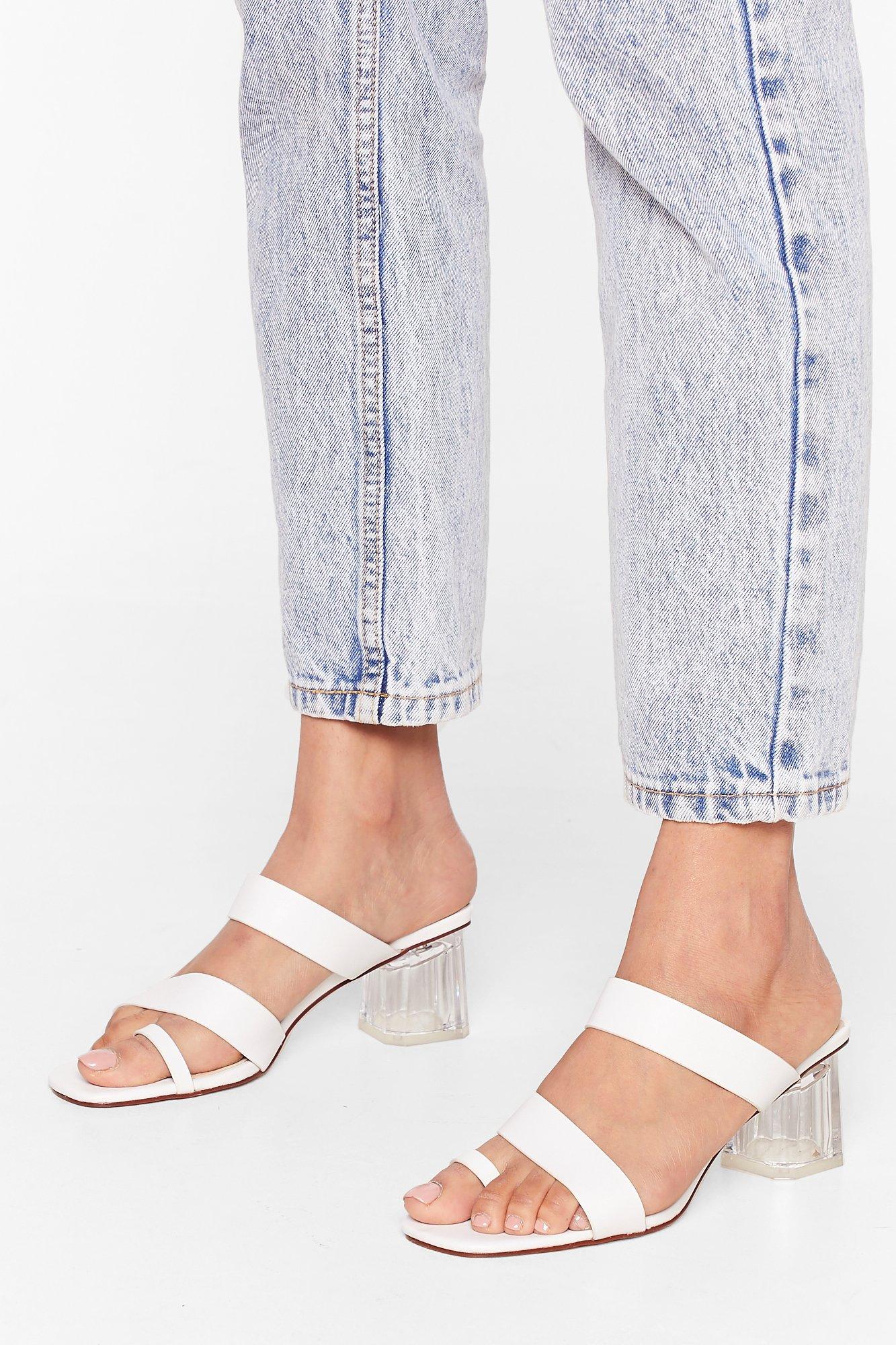 clear low heel mules