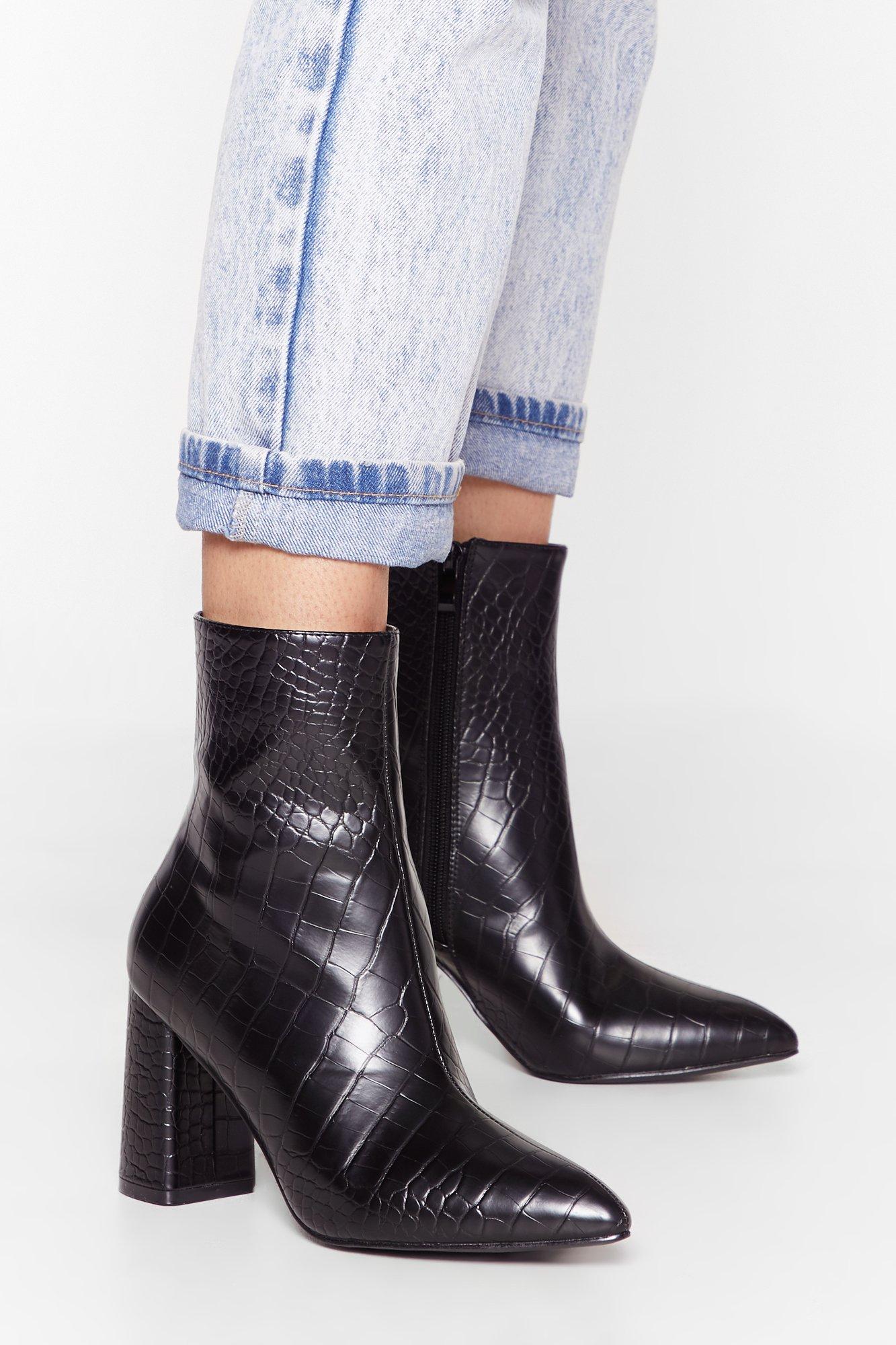 pointed croc boots