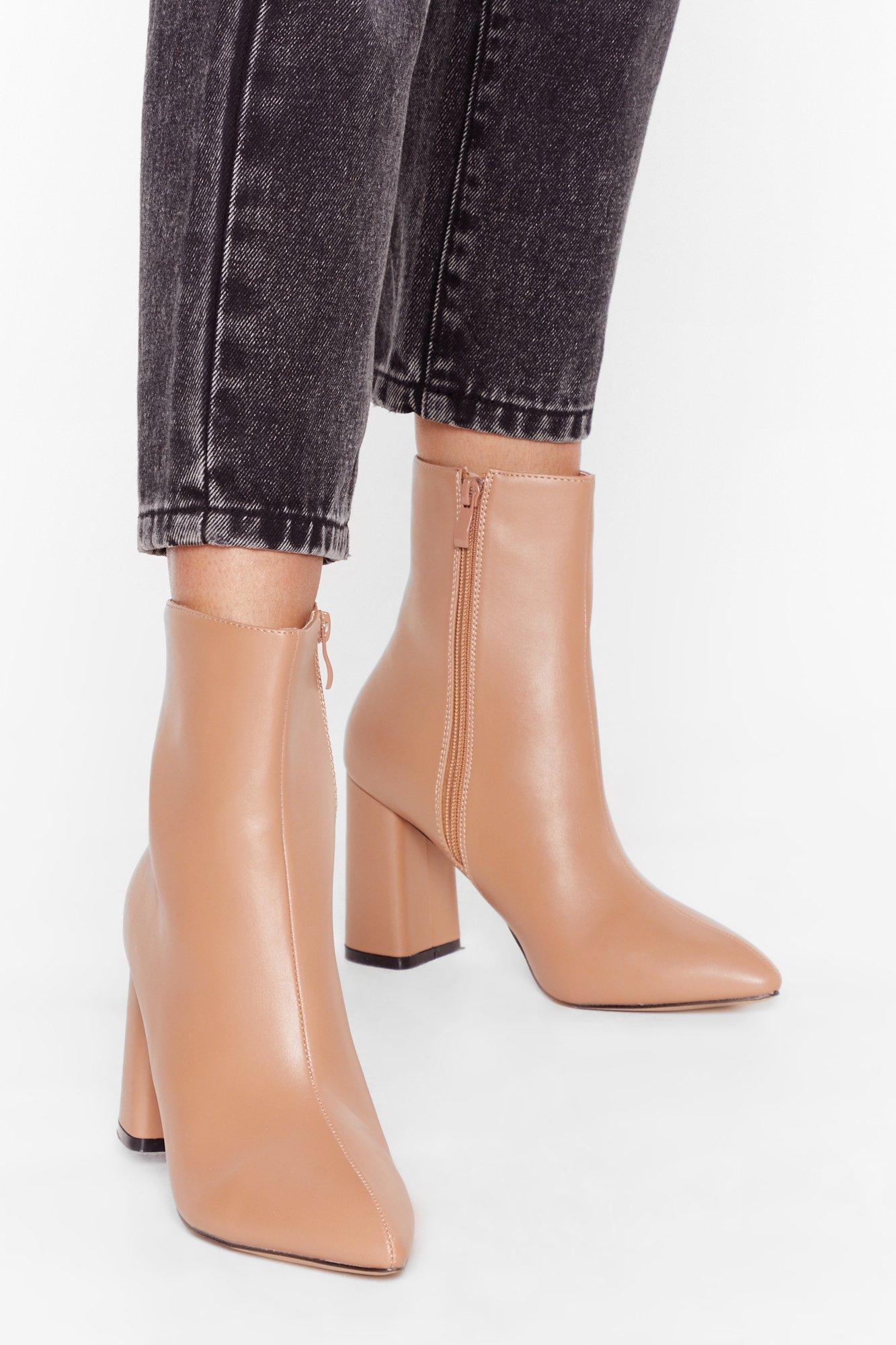 faux leather high heel boots