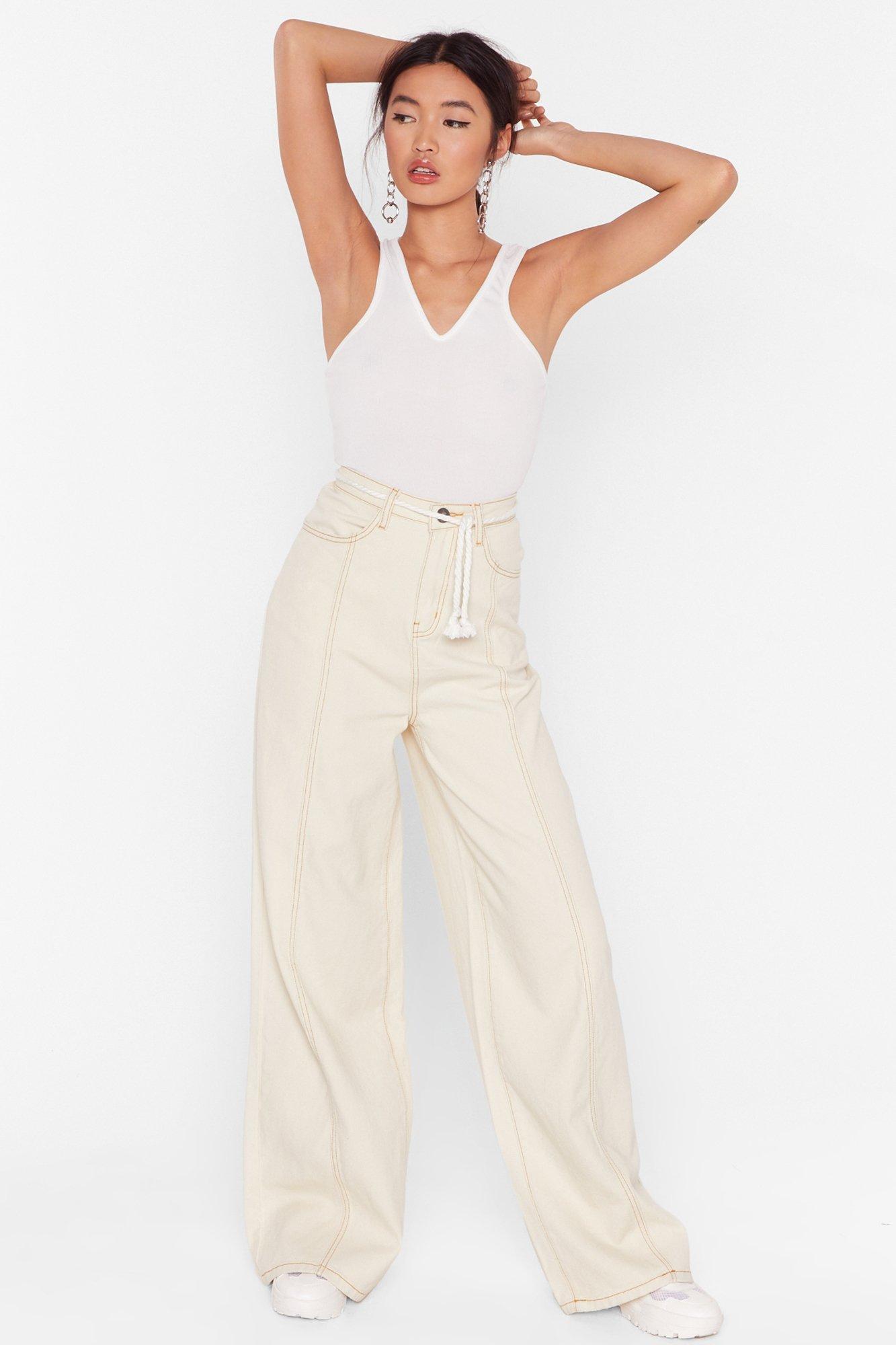ecru flared jeans