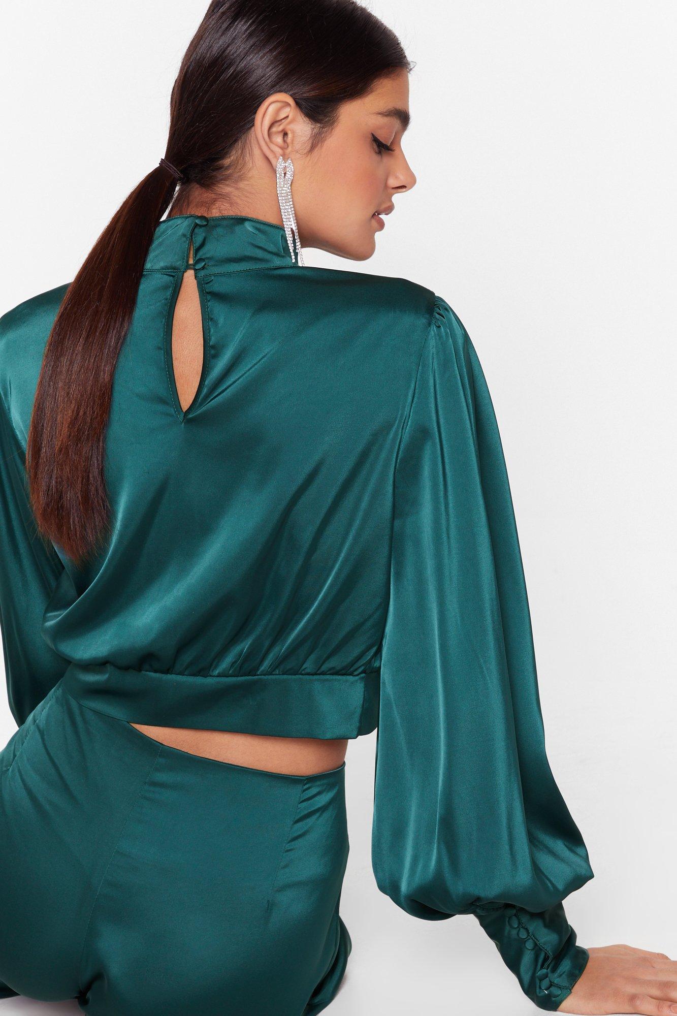 emerald satin blouse