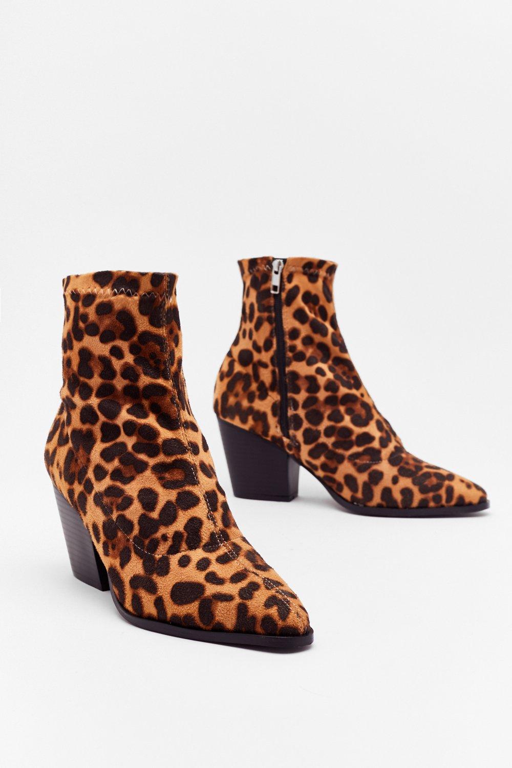 bottine chaussette leopard