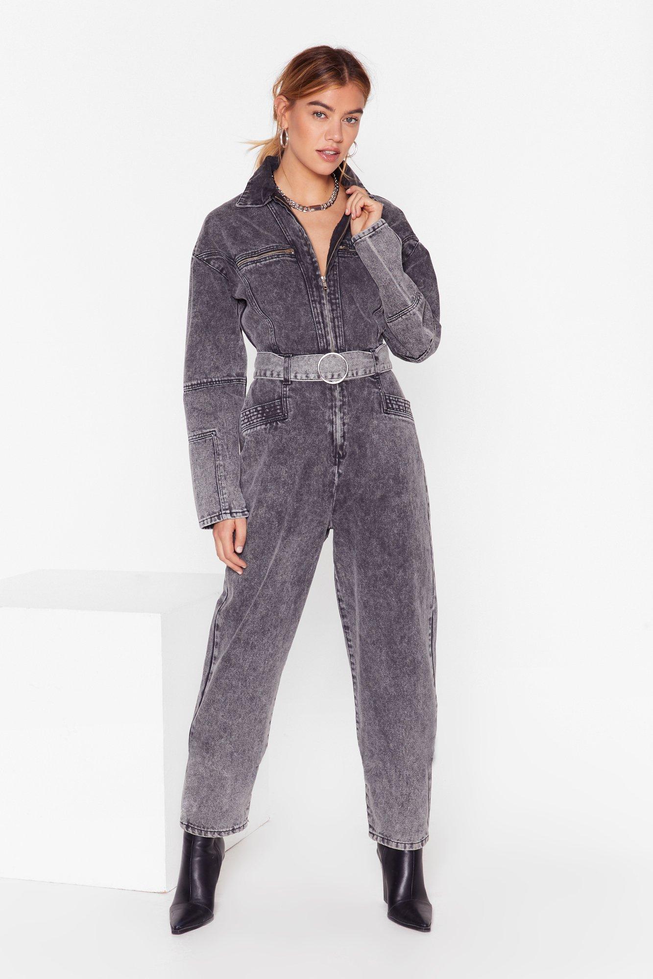 denim boiler suit black