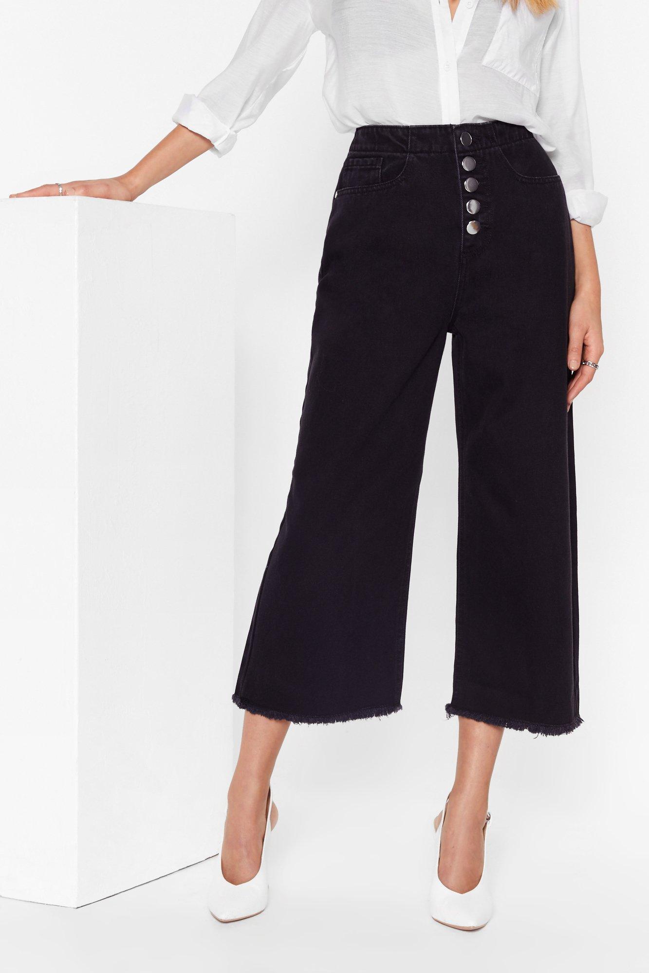 high waisted denim culottes