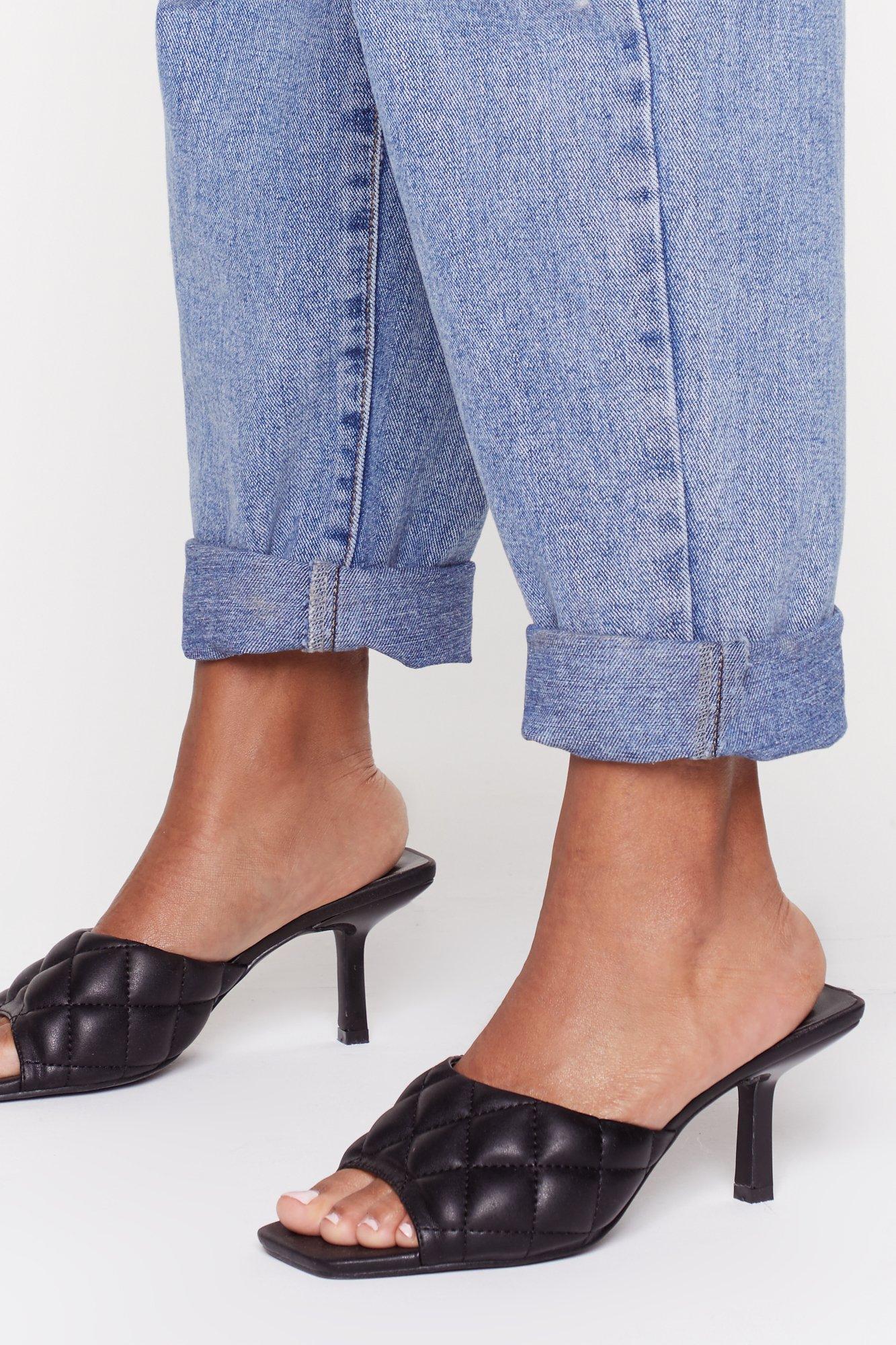 black kitten heel mules