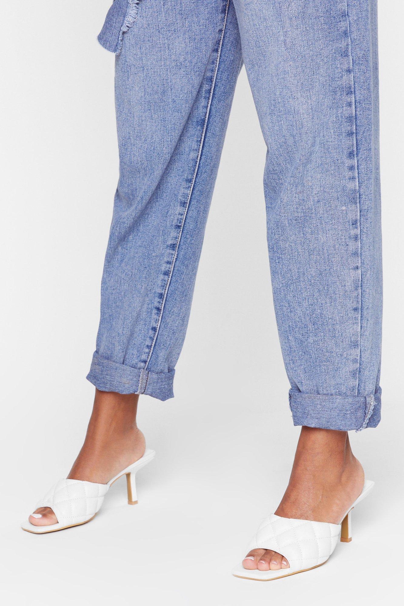 white kitten heel mule