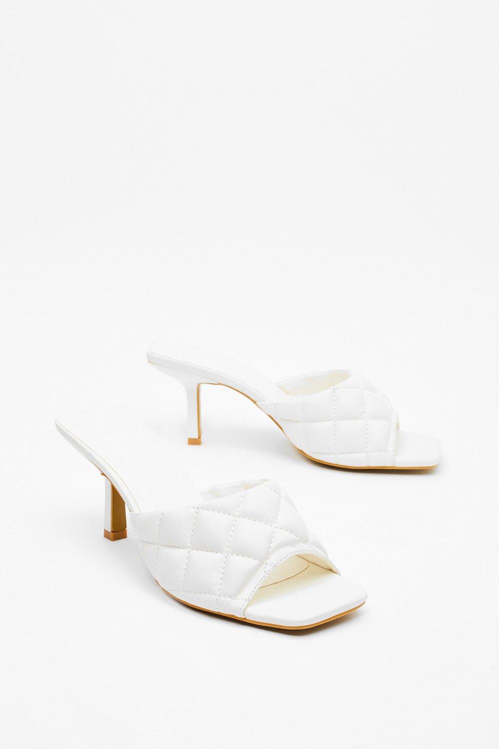 white mule kitten heel