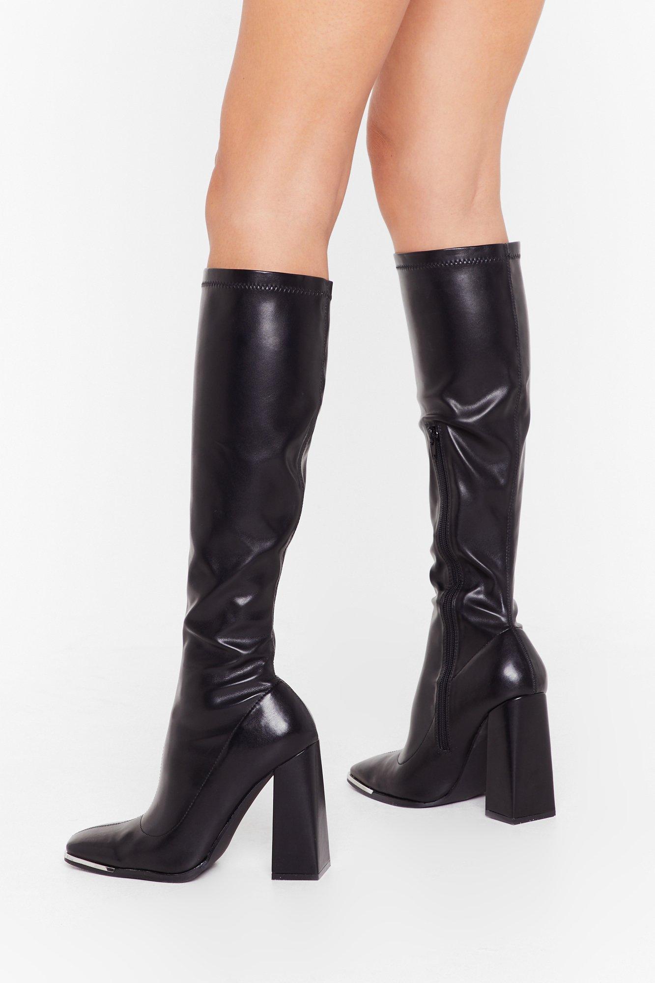 non leather knee high boots