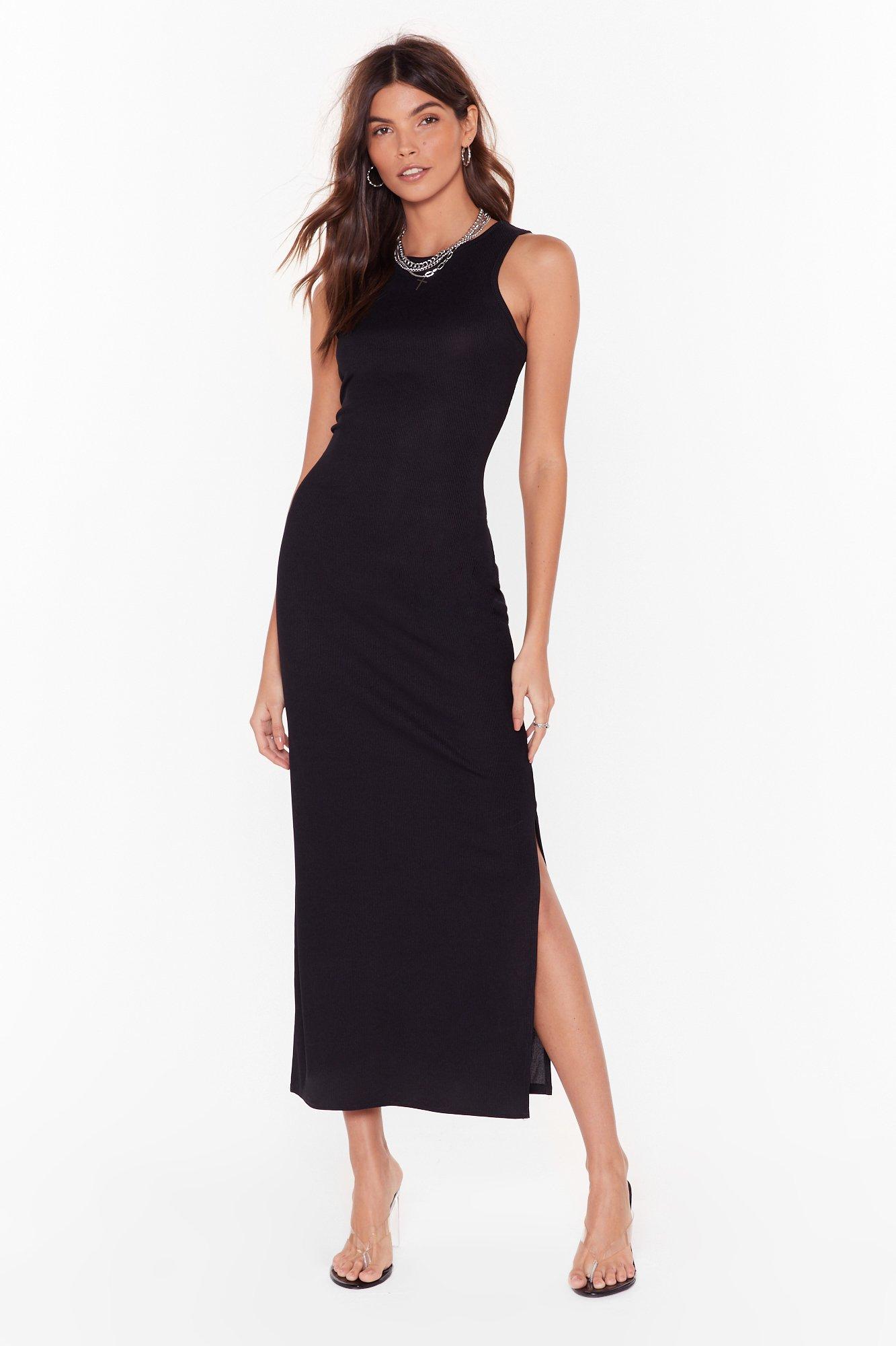 black racerback midi dress