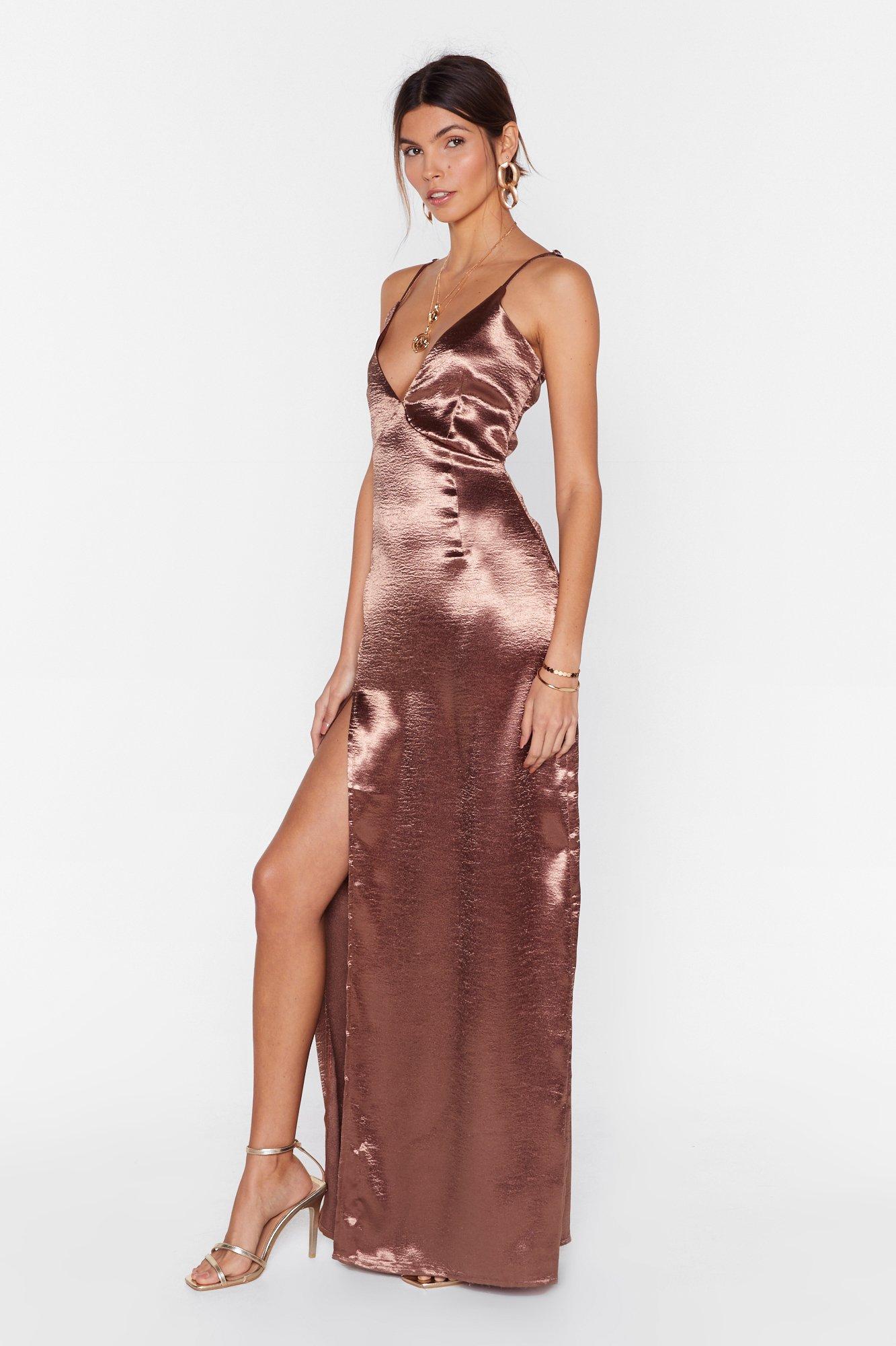 nasty gal look at you satin dress