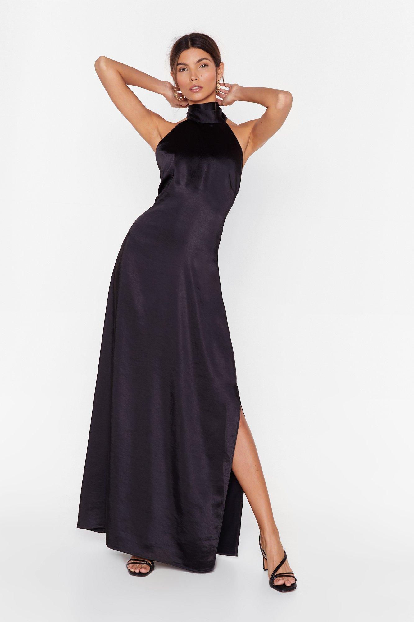 rhonda formal plunging halter dress