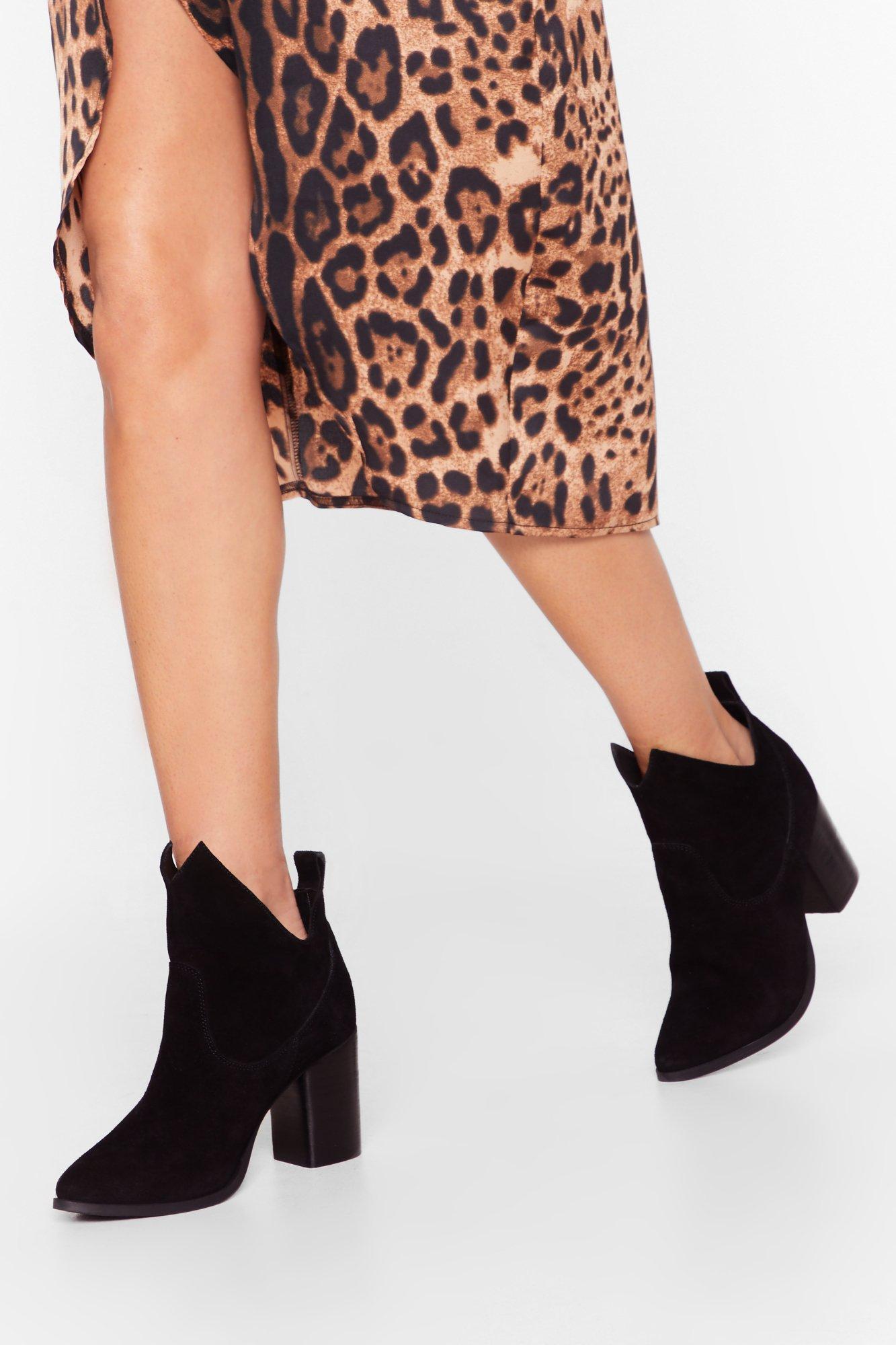 black ankle boots with side cutouts