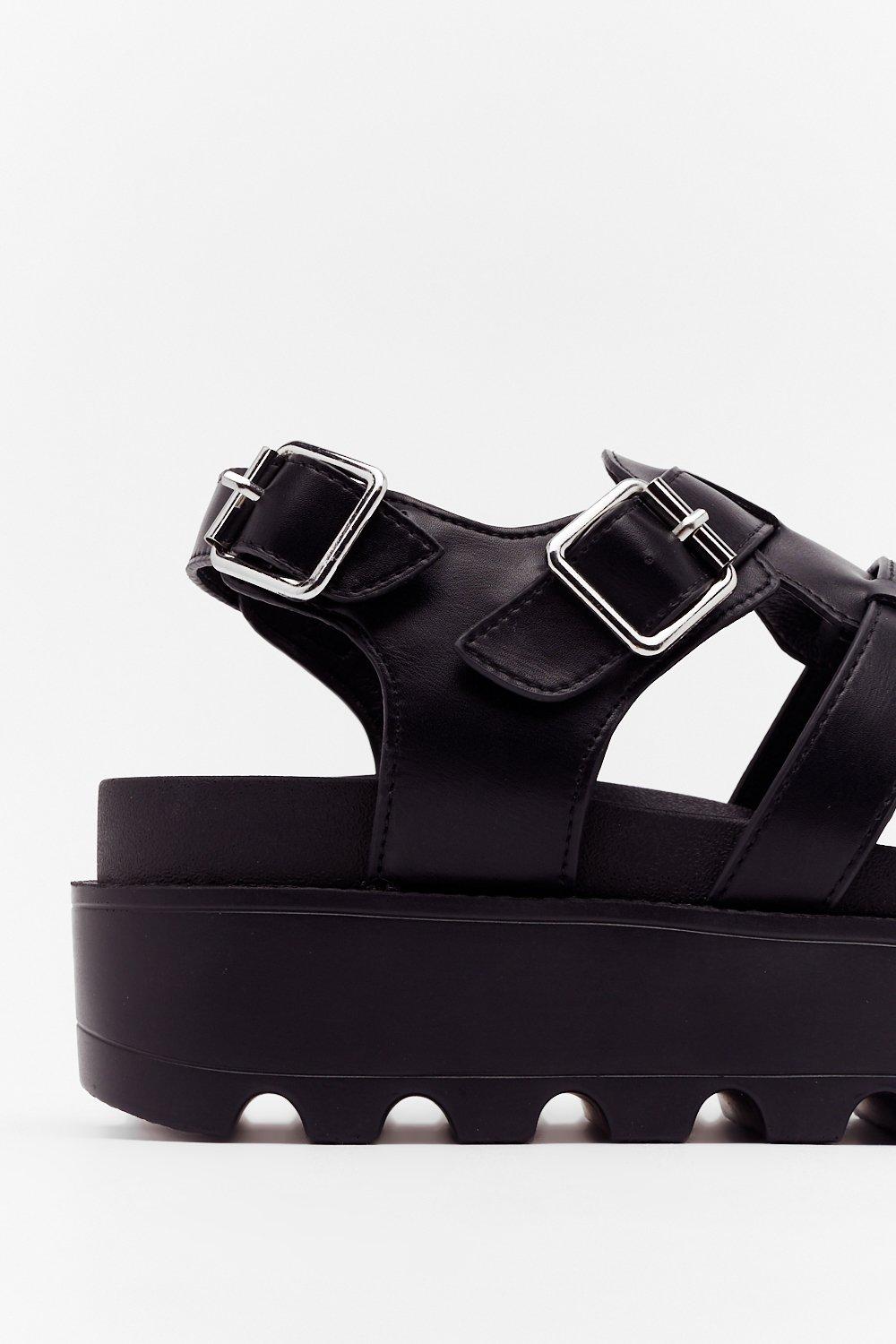 black cleated sandals