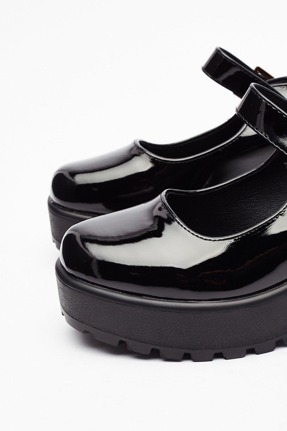 black leather platform shoes