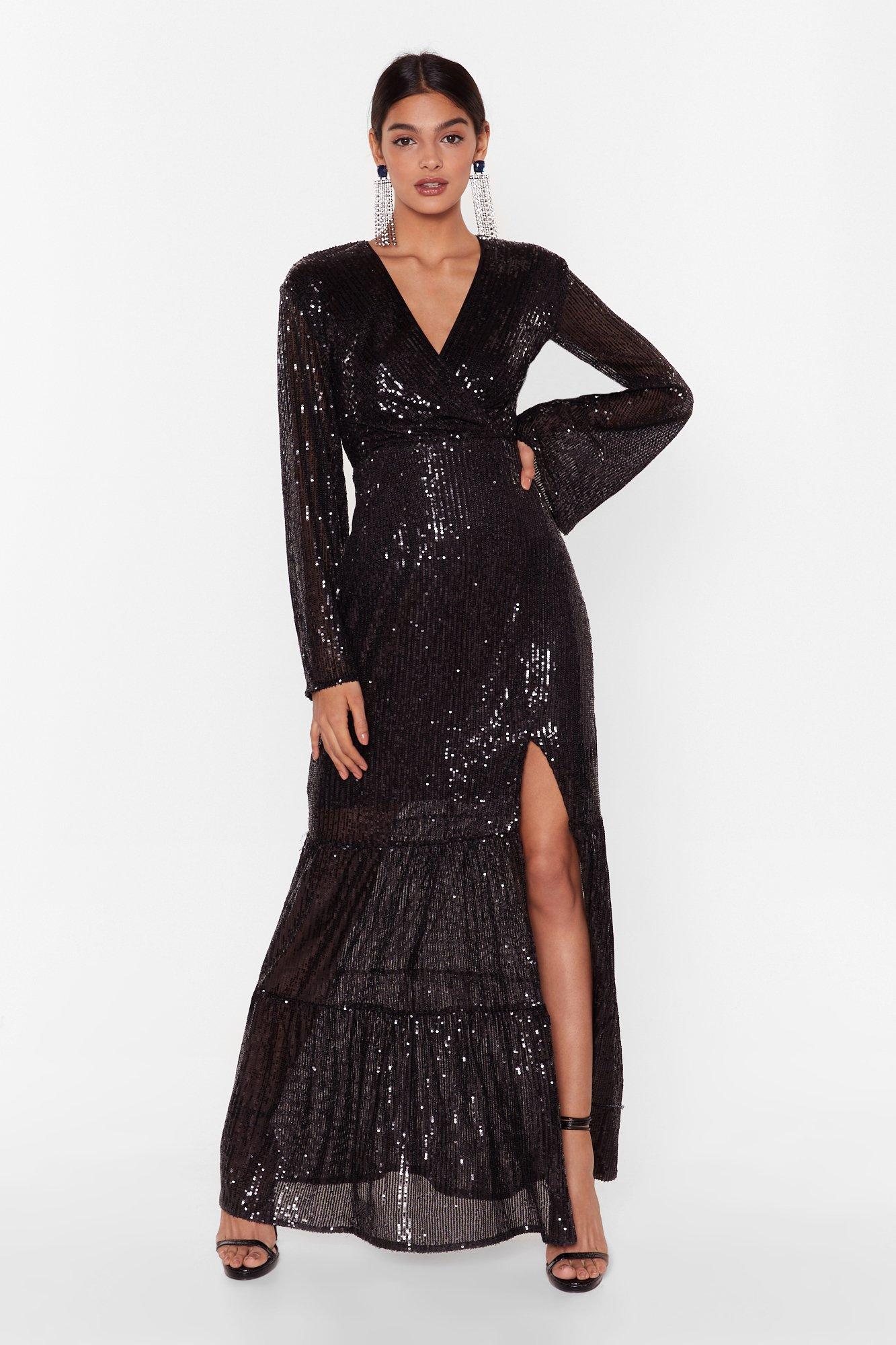 black sequin maxi