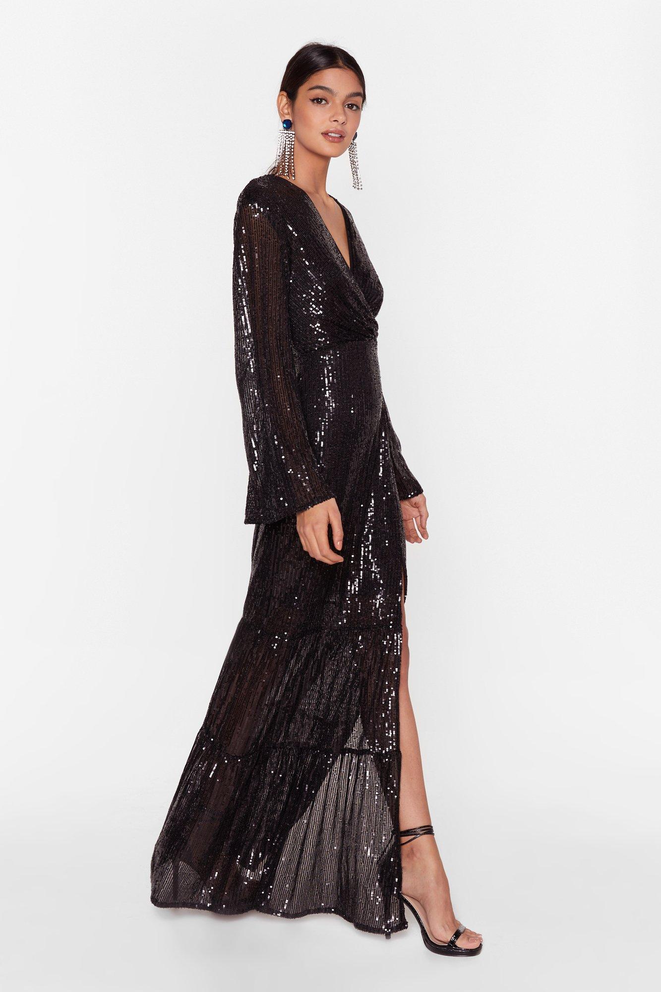 long sequin maxi dress