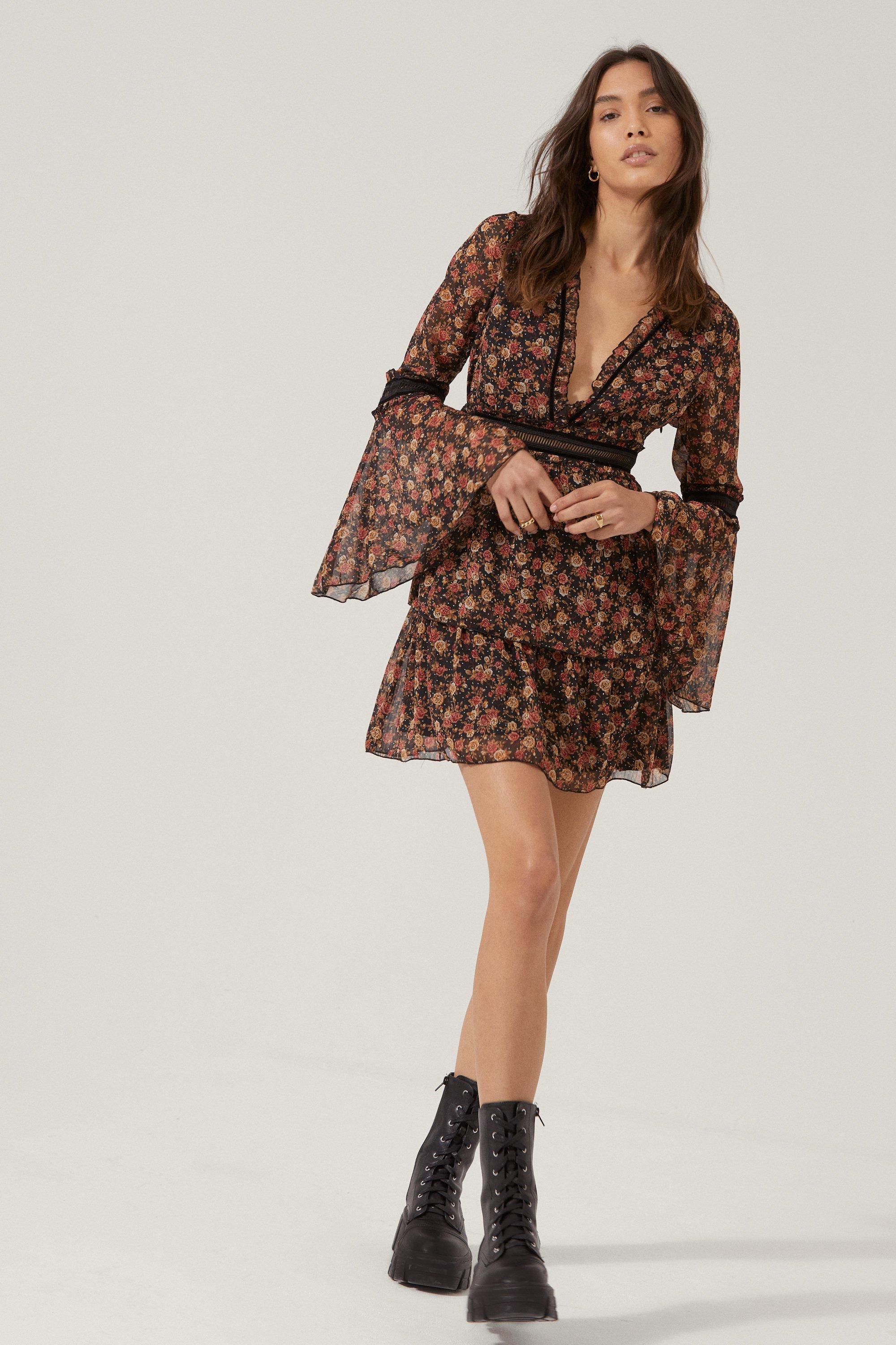 chiffon floral mini dress