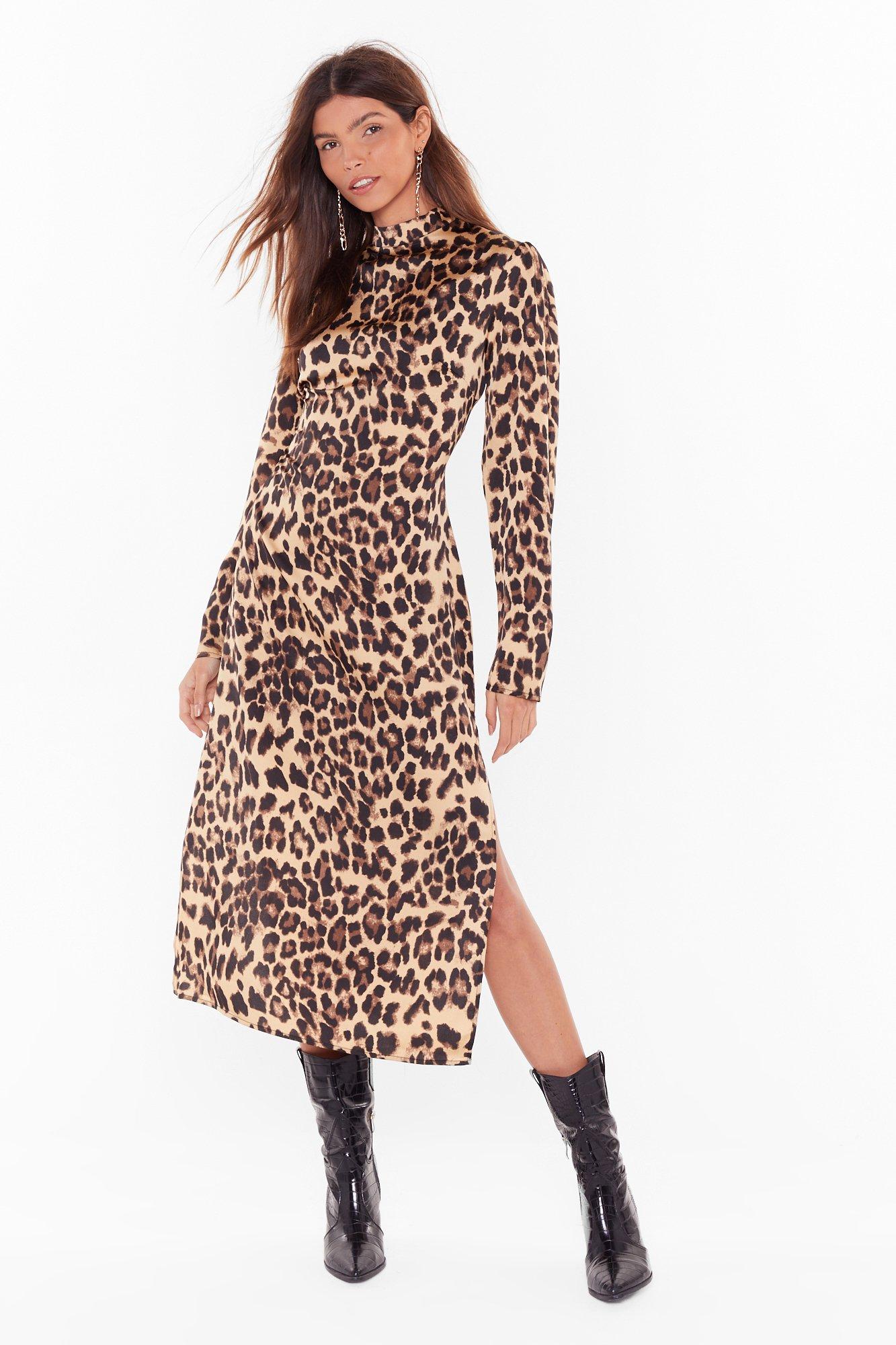 leopard satin dress