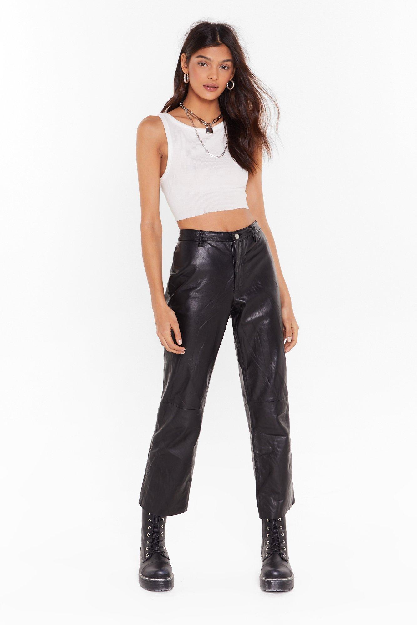 cropped leather trousers