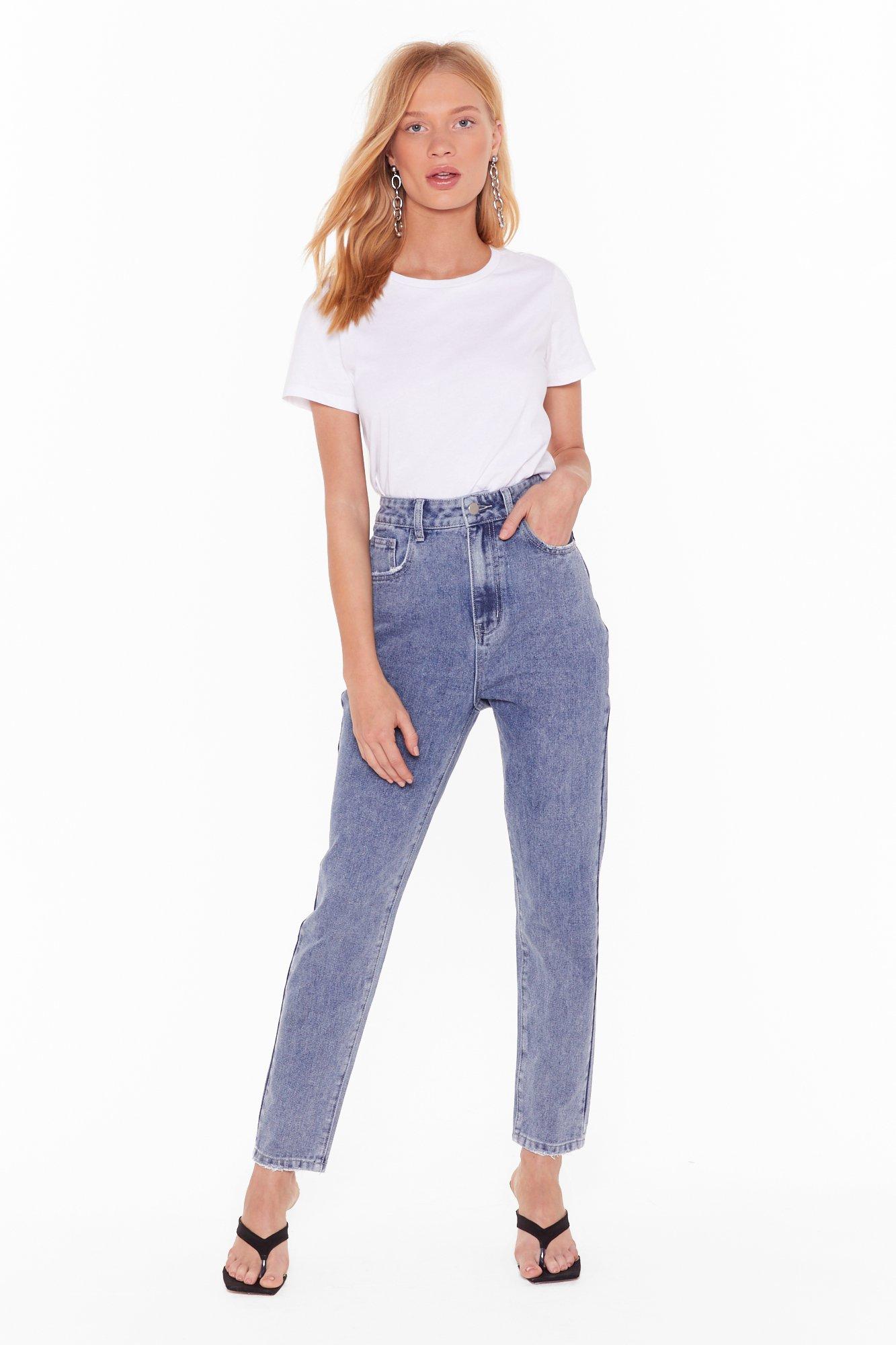 washed blue mom jeans