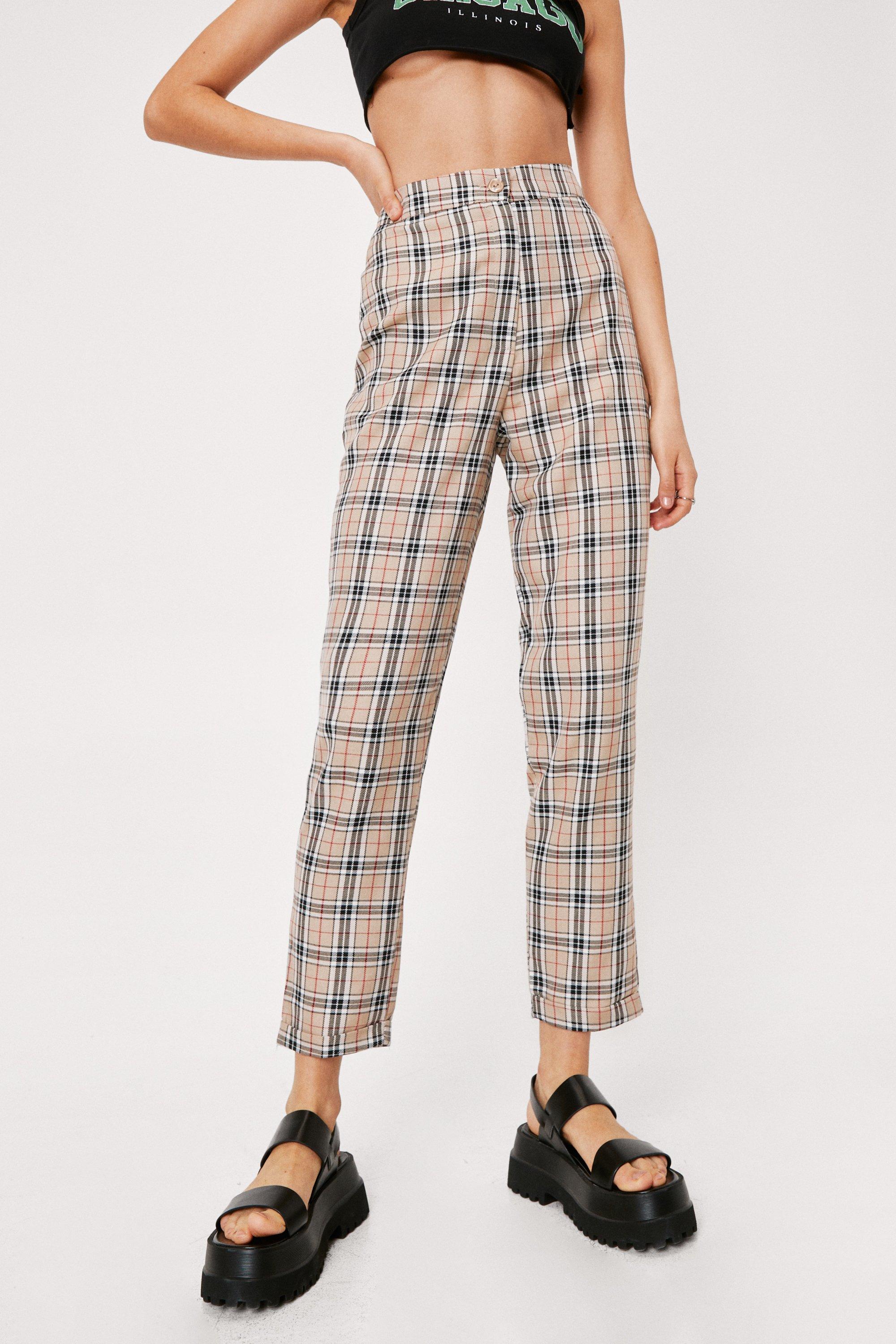 checkered tapered pants