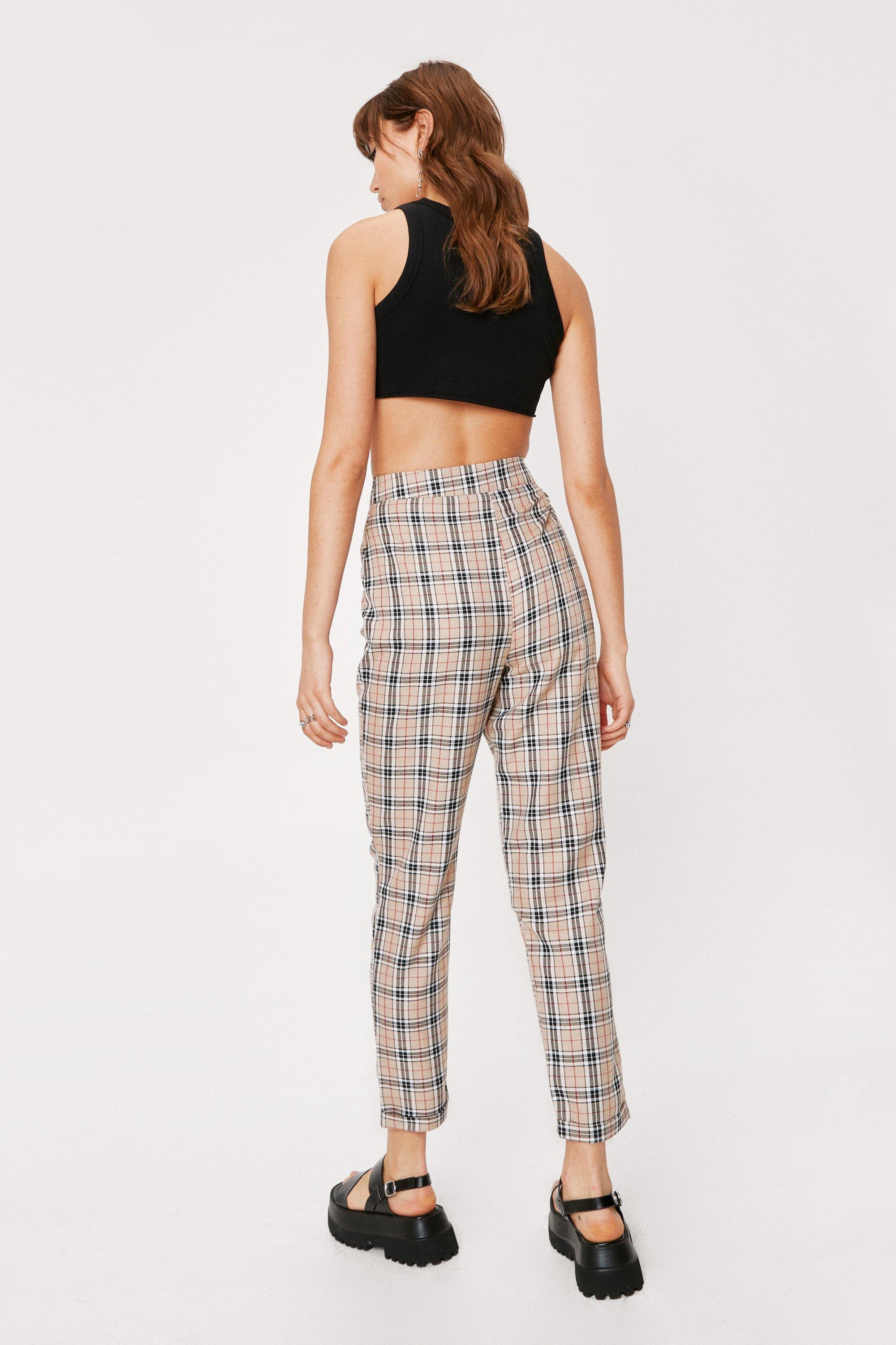 check tapered trousers