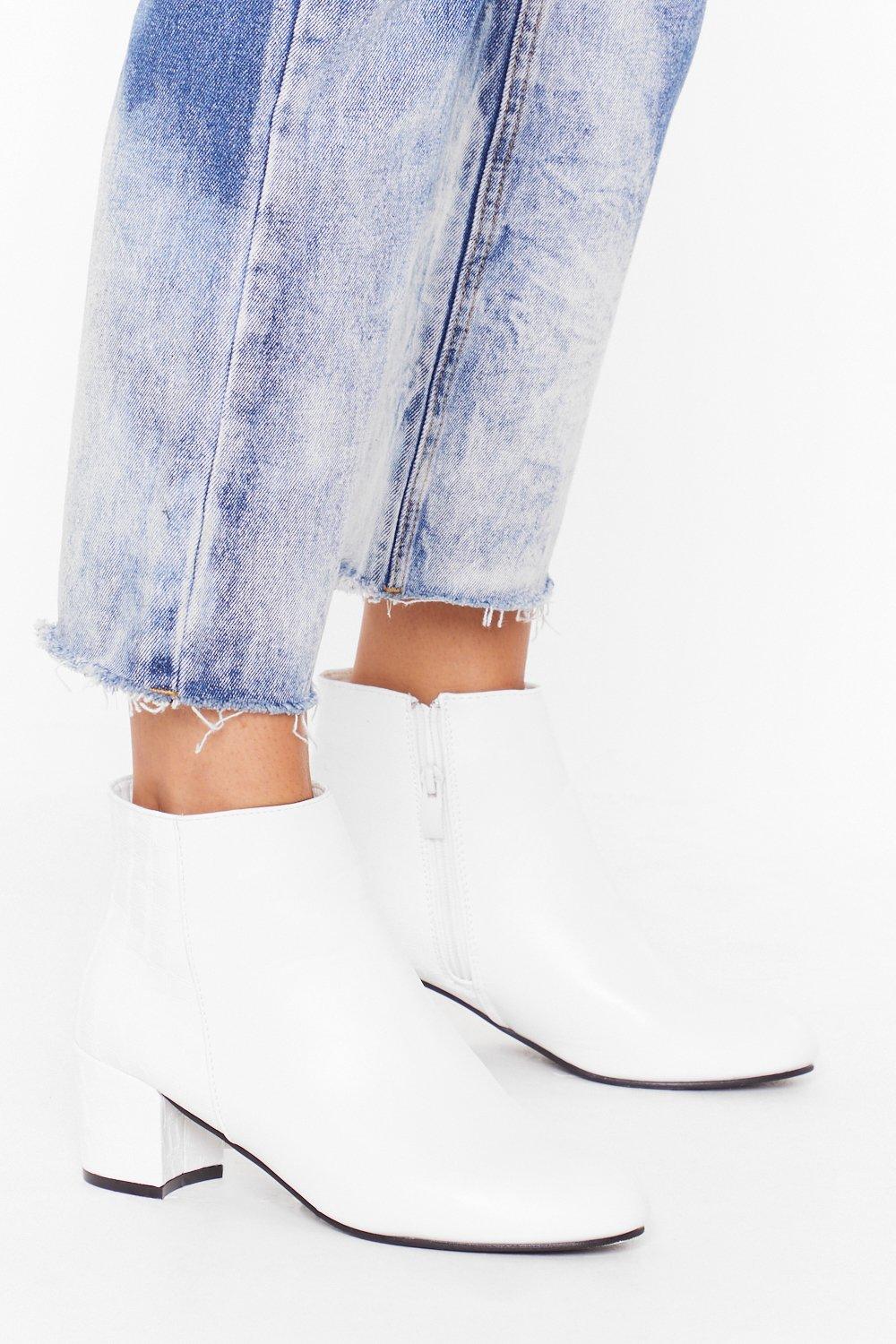 white croc ankle boots