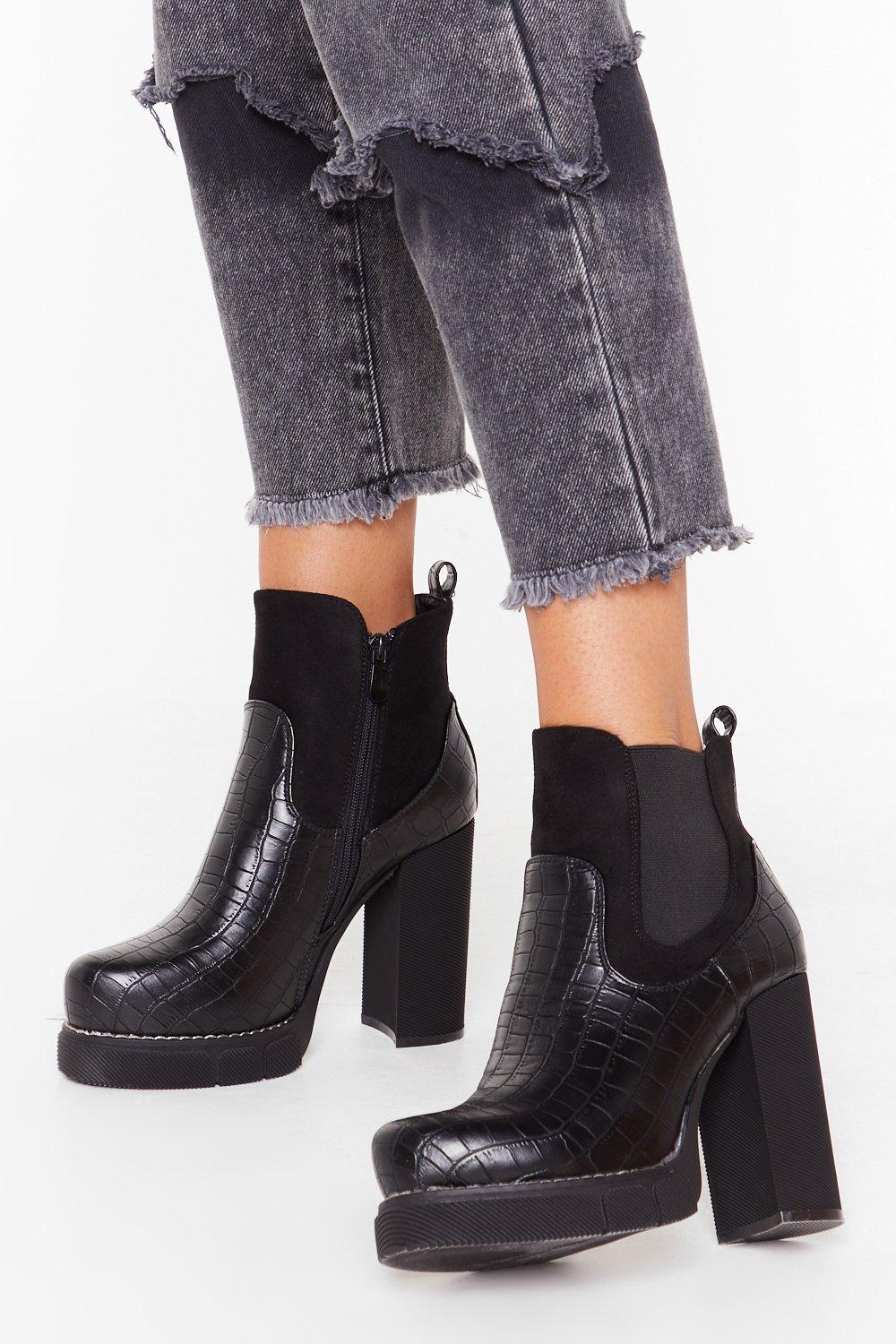 black croc platform boots