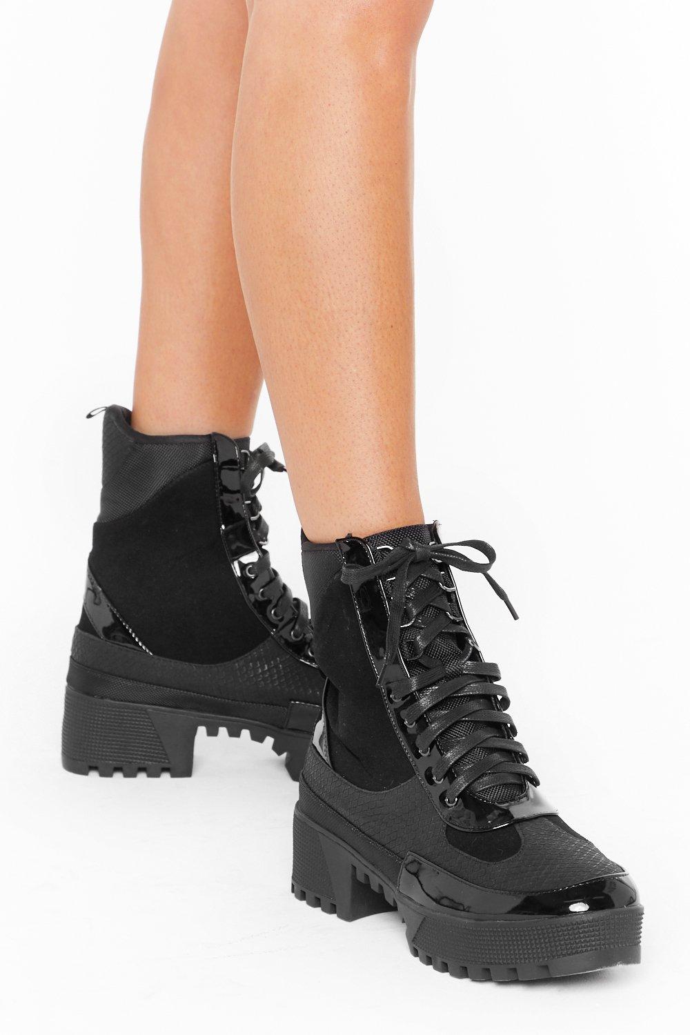 chunky black hiker boots
